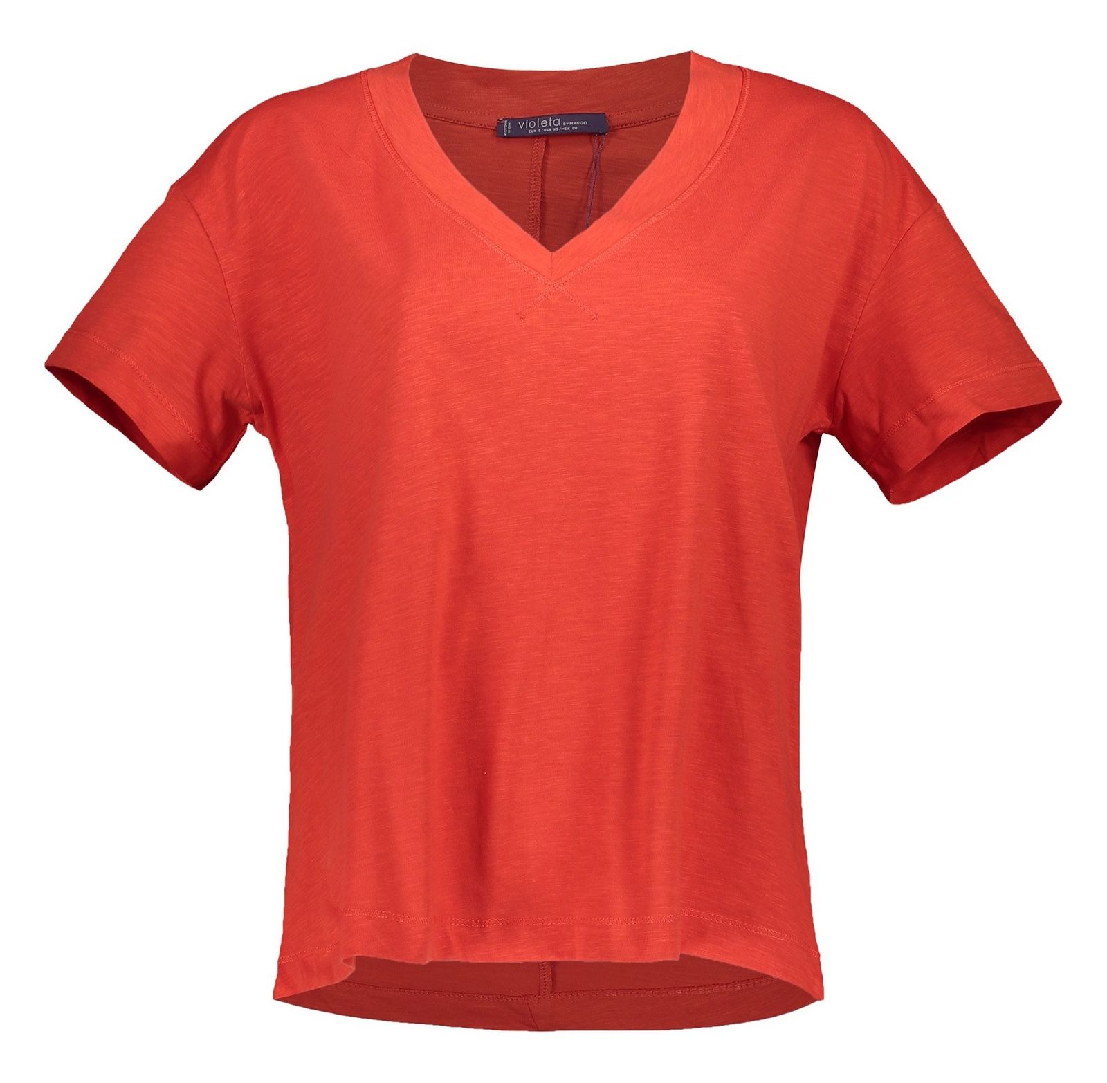 تی شرت نخی یقه هفت زنانه - ویولتا بای مانگو - قرمز - 1