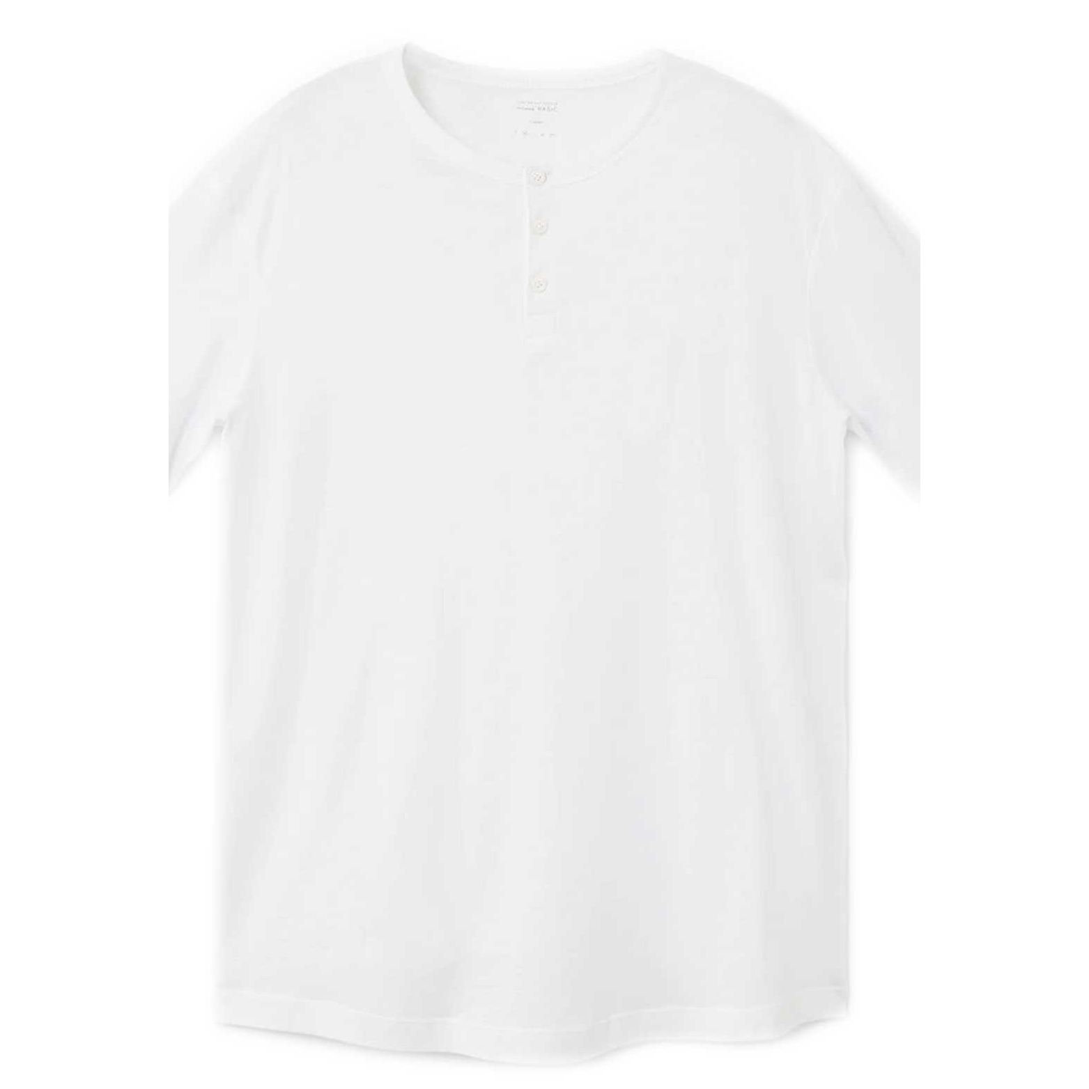 تی شرت نخی یقه گرد مردانه - مانگو - سفيد - 2