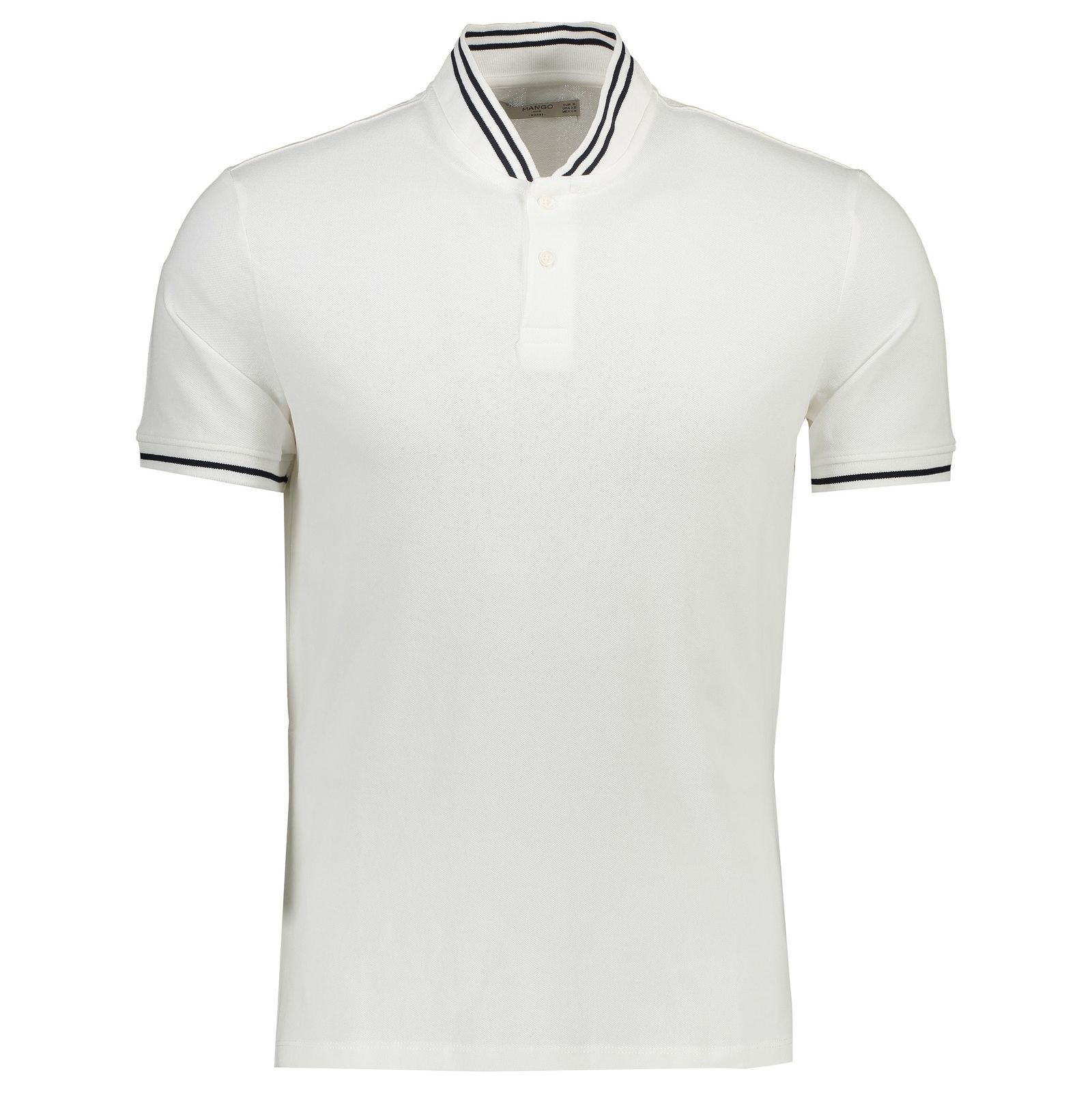 تی شرت نخی آستین کوتاه مردانه - مانگو - سفید - 1