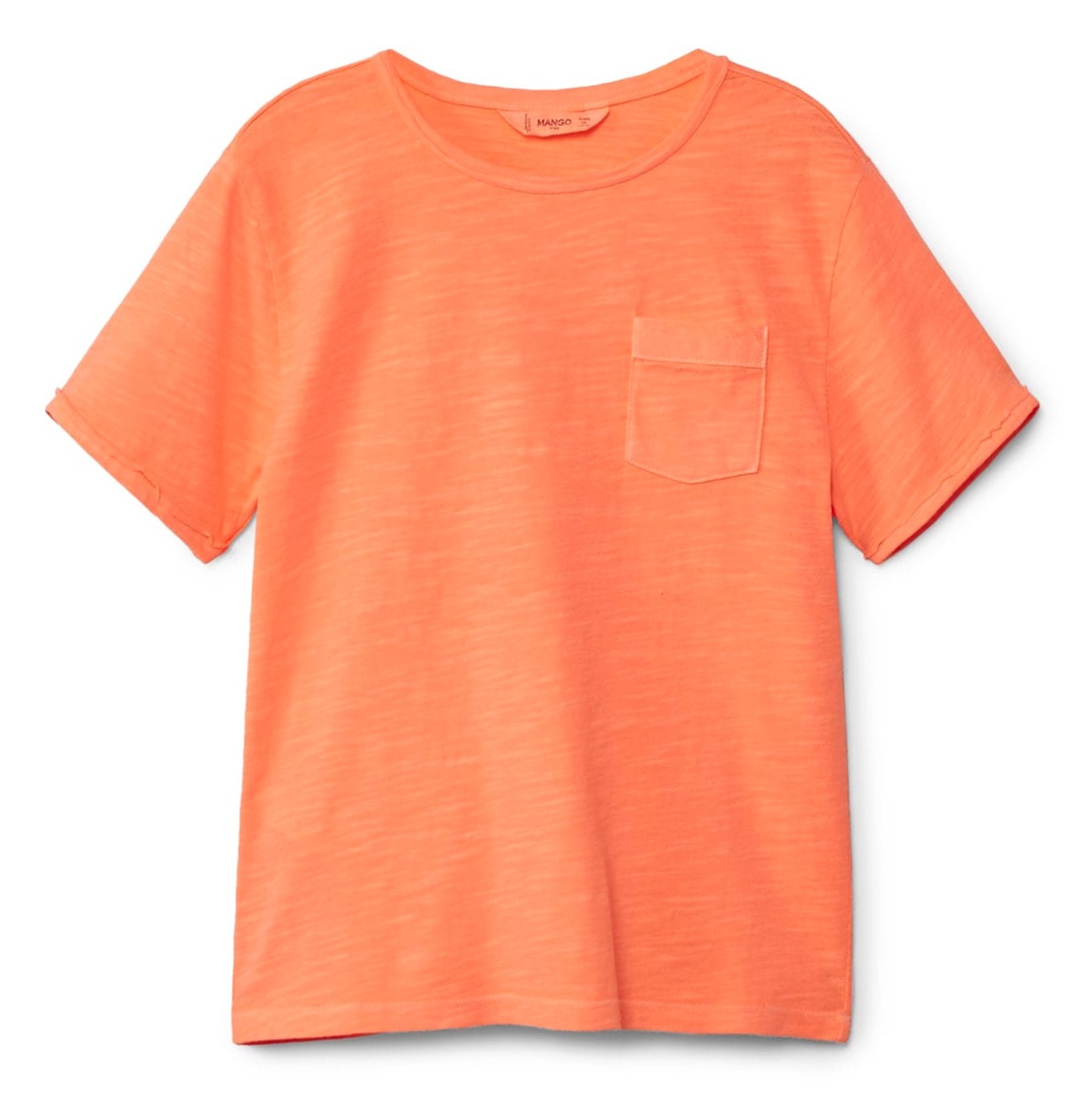 تی شرت نخی یقه گرد پسرانه - مانگو - نارنجي روشن - 1