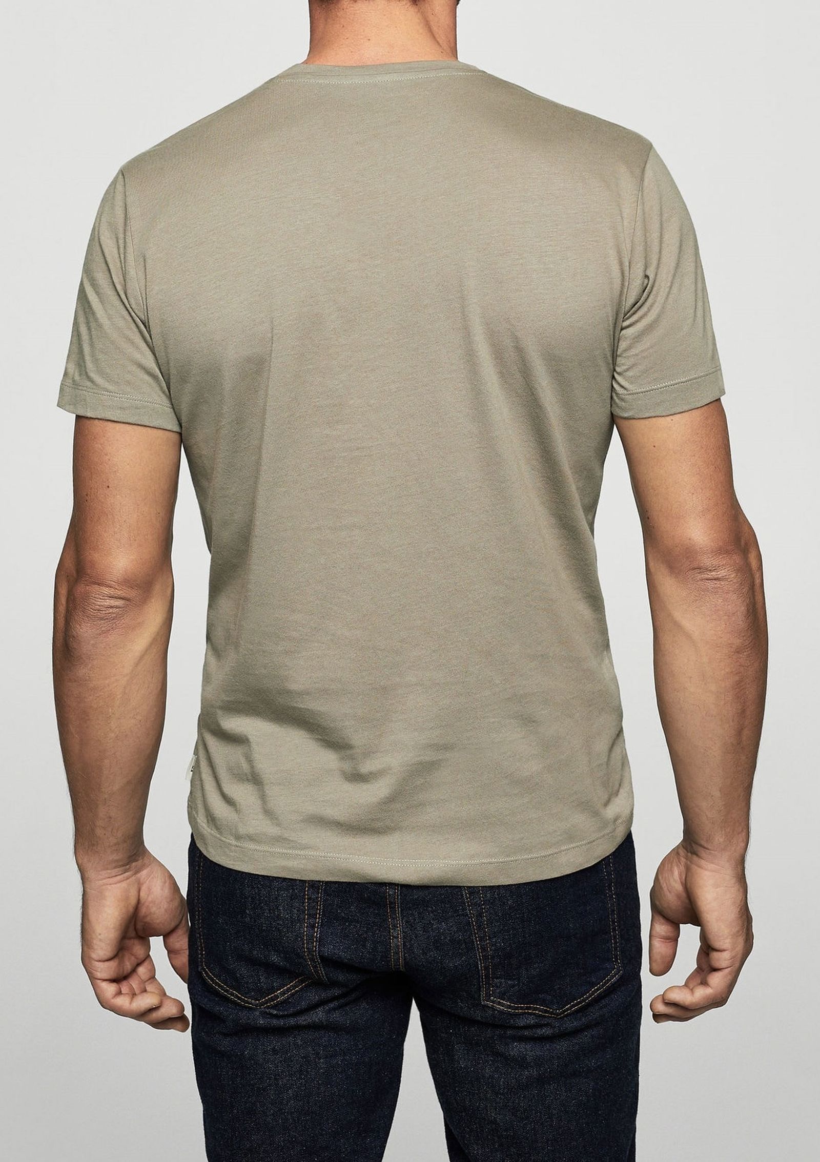 تی شرت نخی یقه هفت مردانه - مانگو - سبز - 5