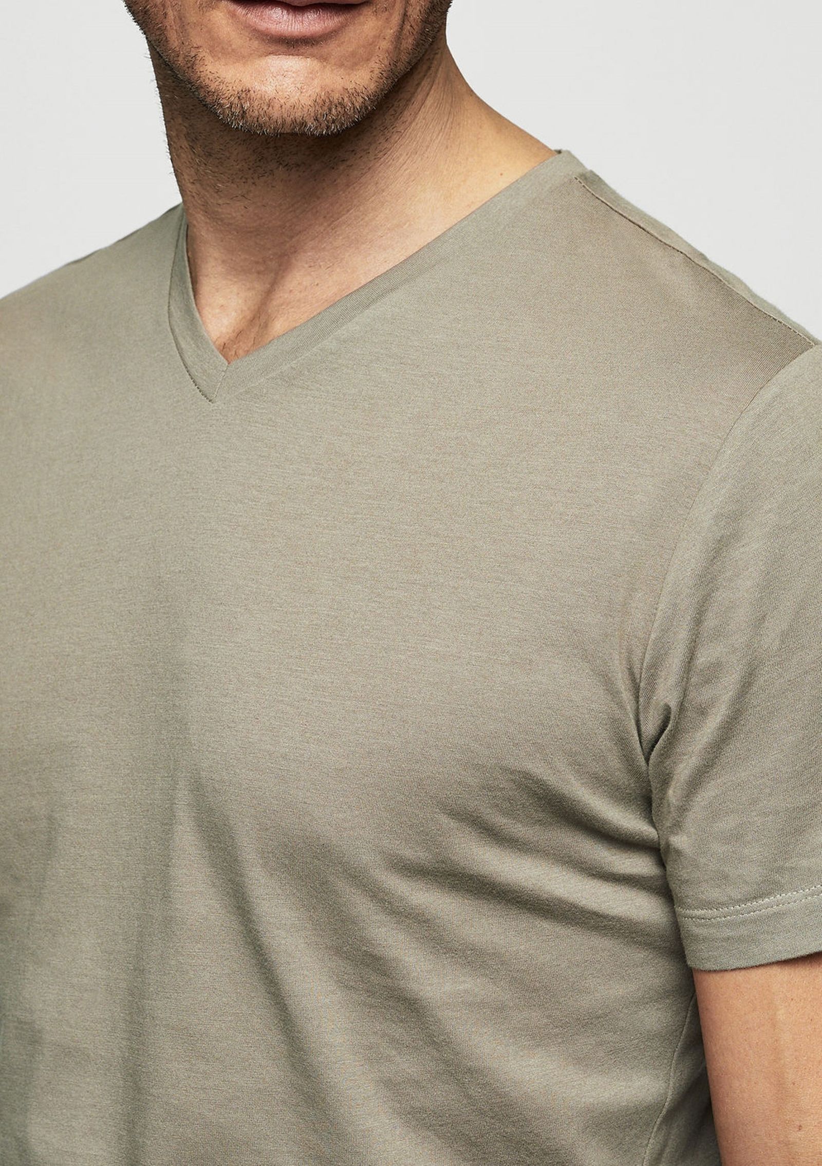 تی شرت نخی یقه هفت مردانه - مانگو - سبز - 6