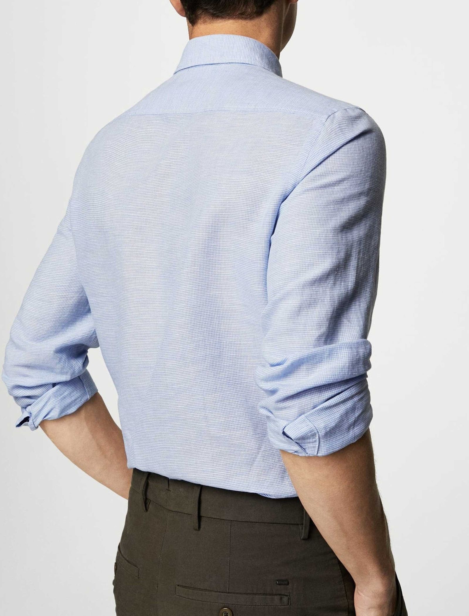 پیراهن آستین بلند مردانه - مانگو - آبي - 9
