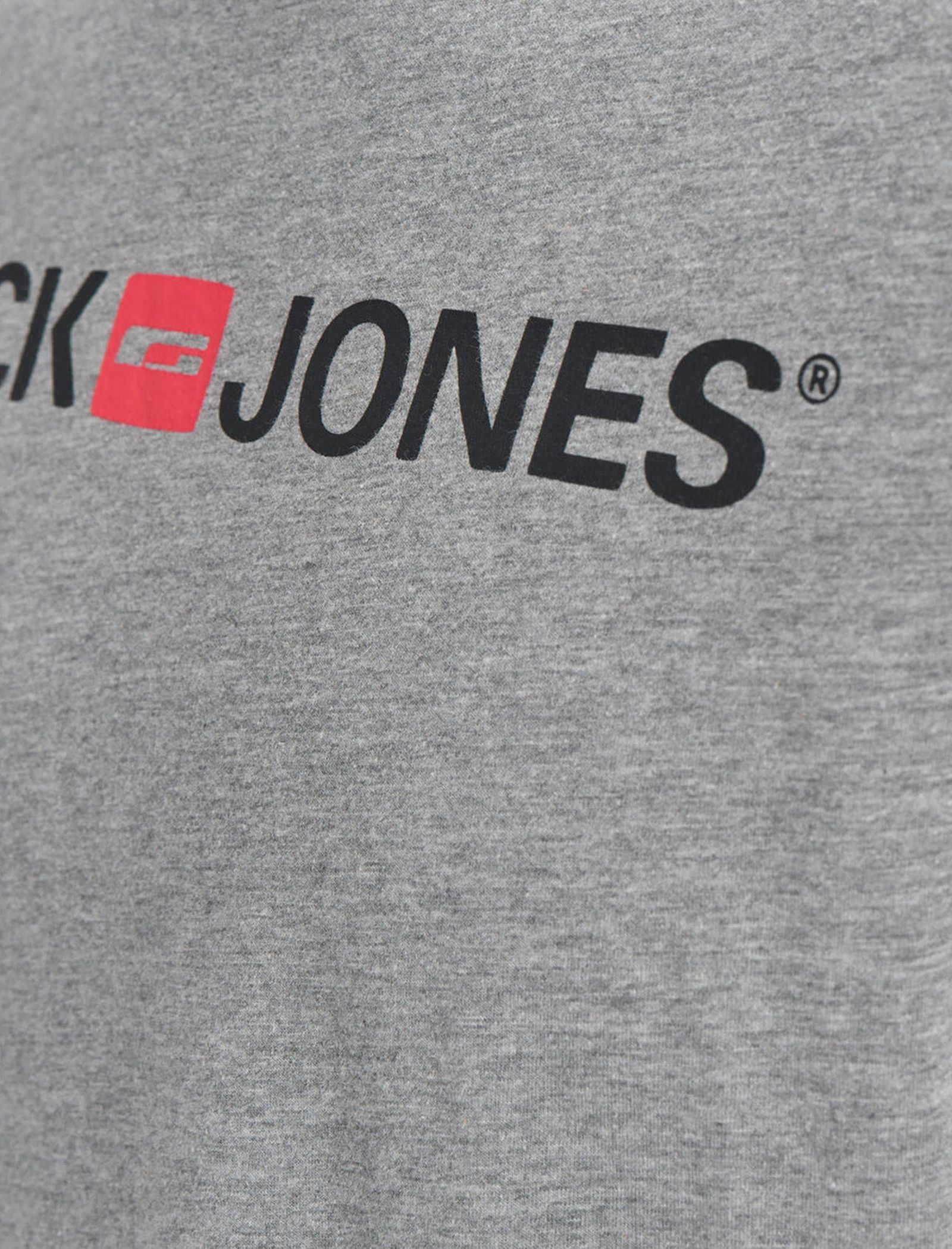 تی شرت نخی یقه گرد مردانه - جک اند جونز - طوسي - 4