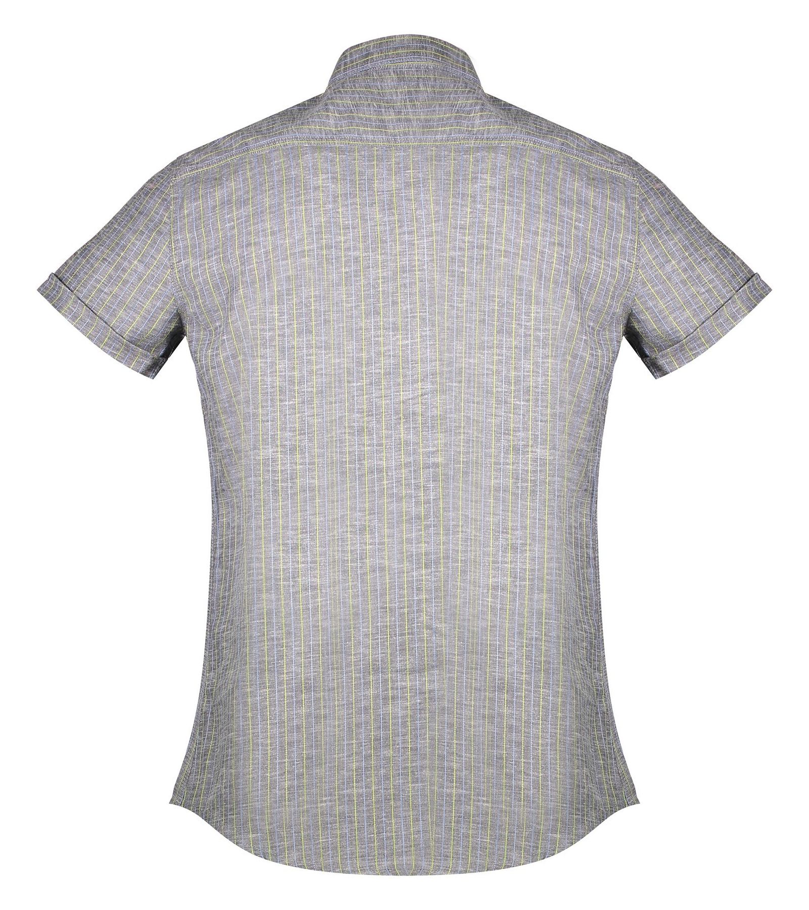 پیراهن نخی آستین کوتاه مردانه - رونی - خاکستري روشن - 4