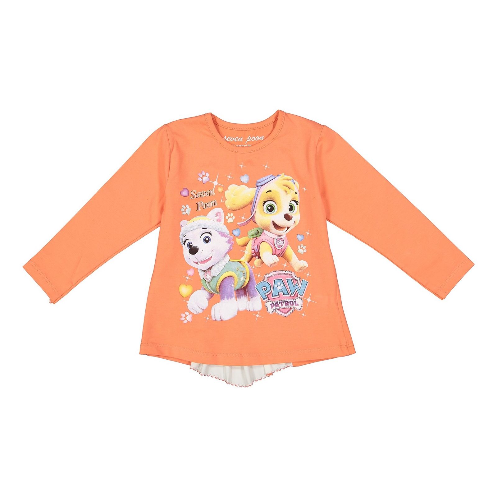 تی شرت نخی یقه گرد دخترانه - سون پون - نارنجي - 1