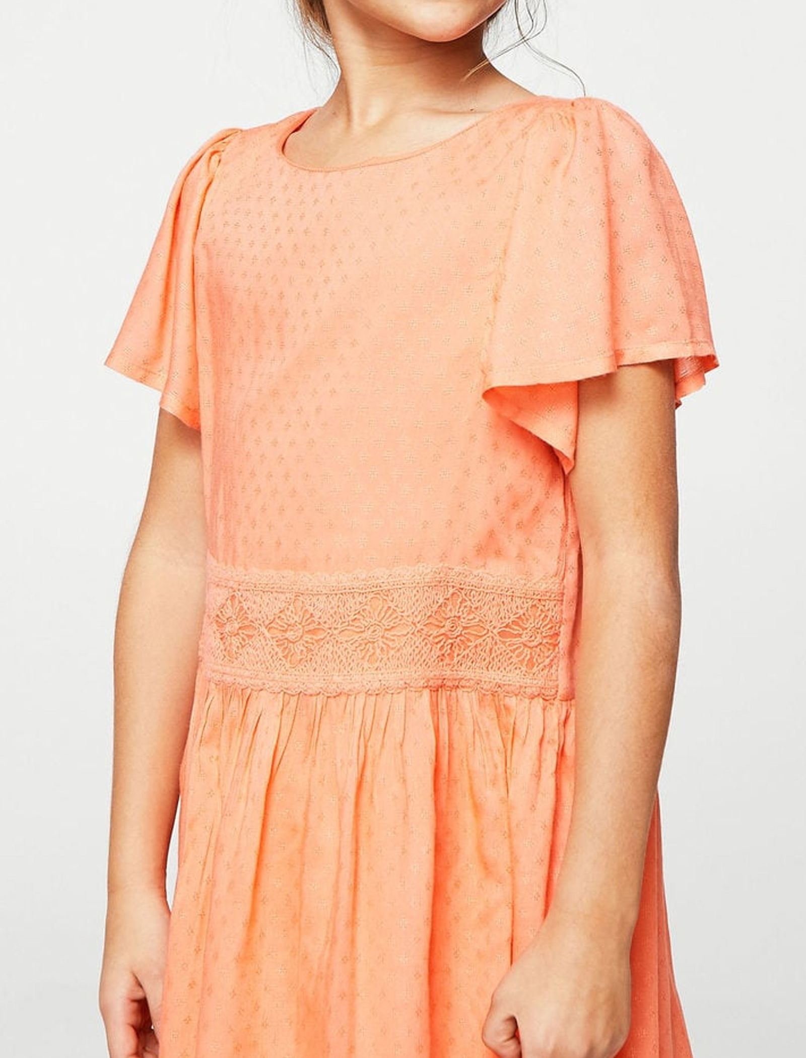 پیراهن ویسکوز روزمره دخترانه - مانگو - نارنجي - 3
