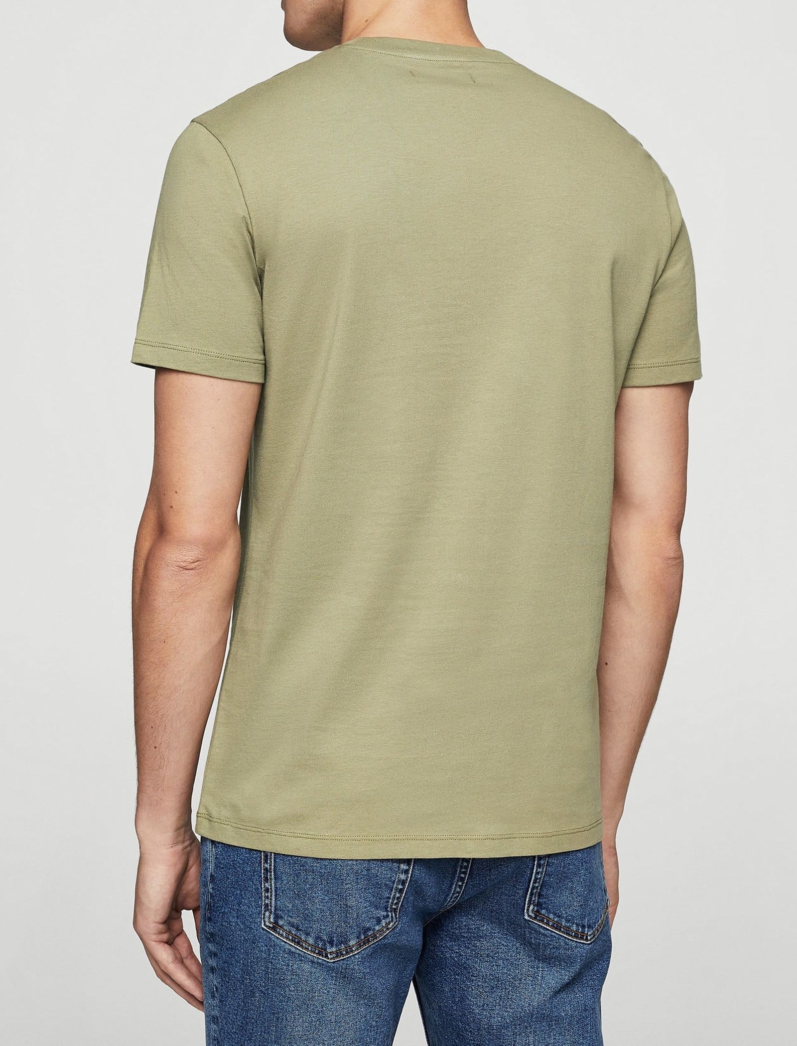 تی شرت نخی یقه گرد مردانه - مانگو - سبز - 4