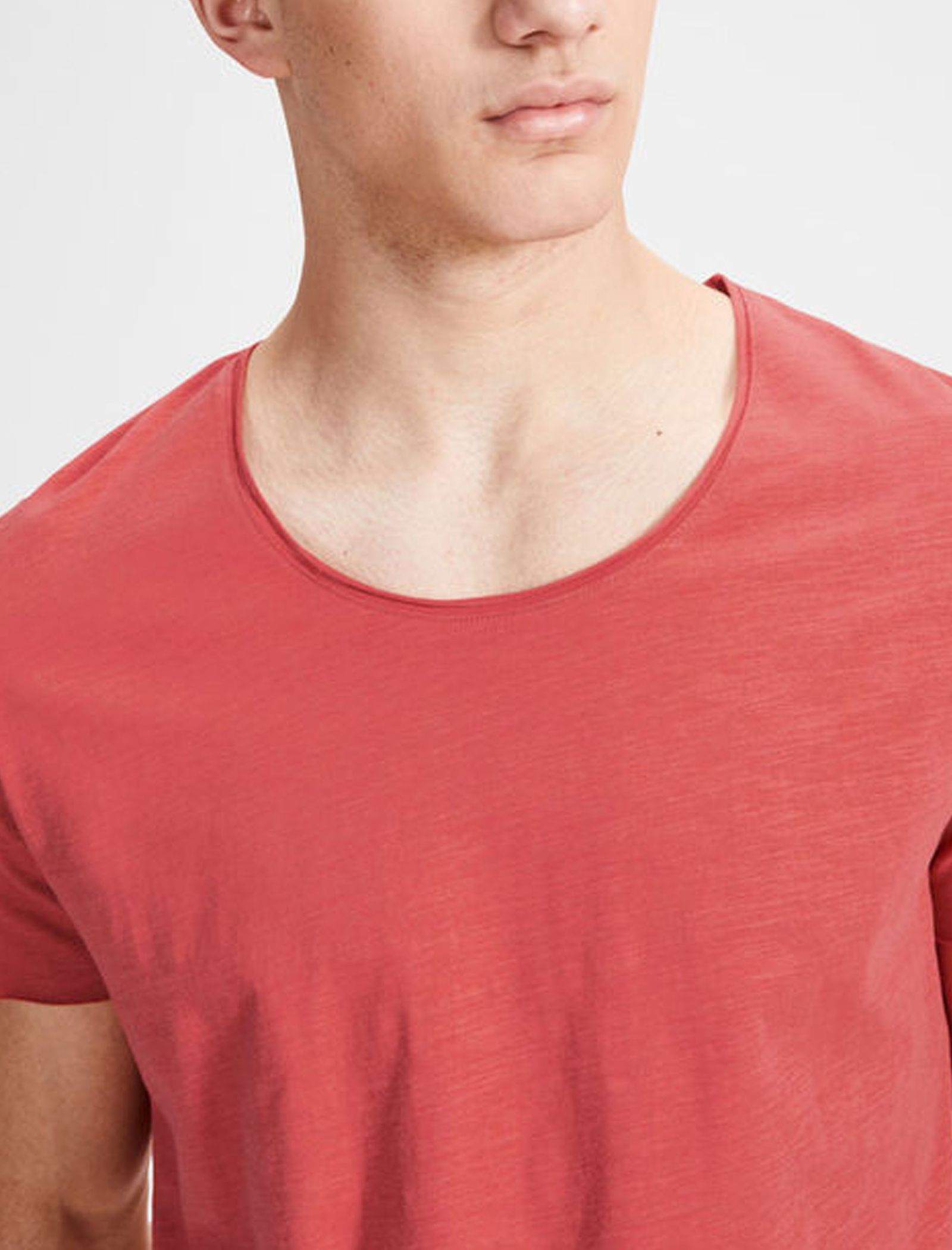 تی شرت نخی یقه گرد مردانه - جک اند جونز - قرمز - 8
