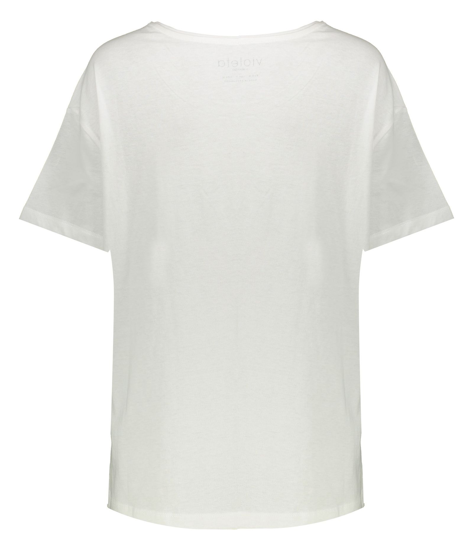 تی شرت نخی یقه گرد زنانه - ویولتا بای مانگو - سفید - 3