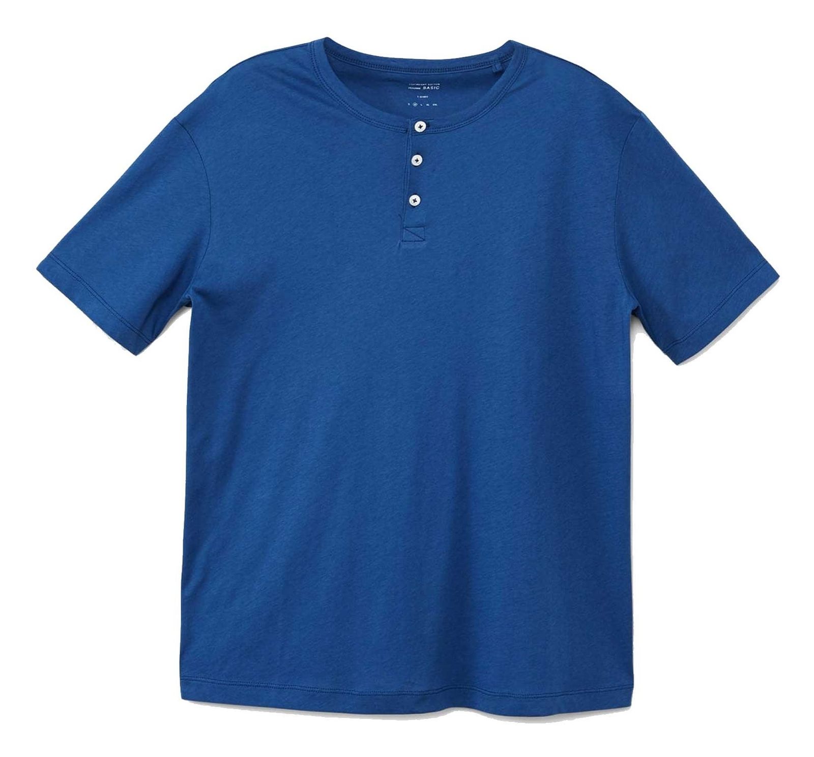 تی شرت نخی یقه گرد مردانه - مانگو - آبي - 1