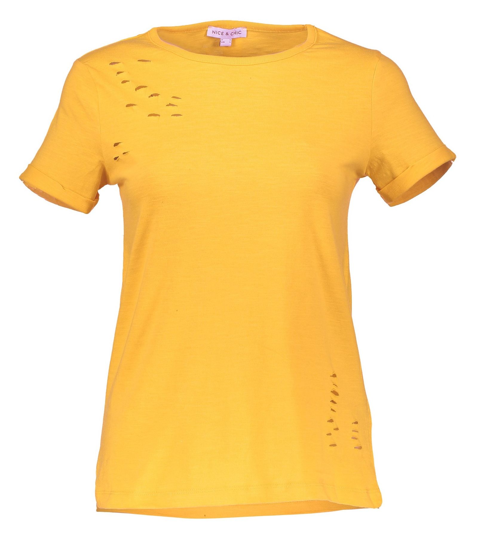 تی شرت نخی یقه گرد زنانه - یوپیم - زرد - 1