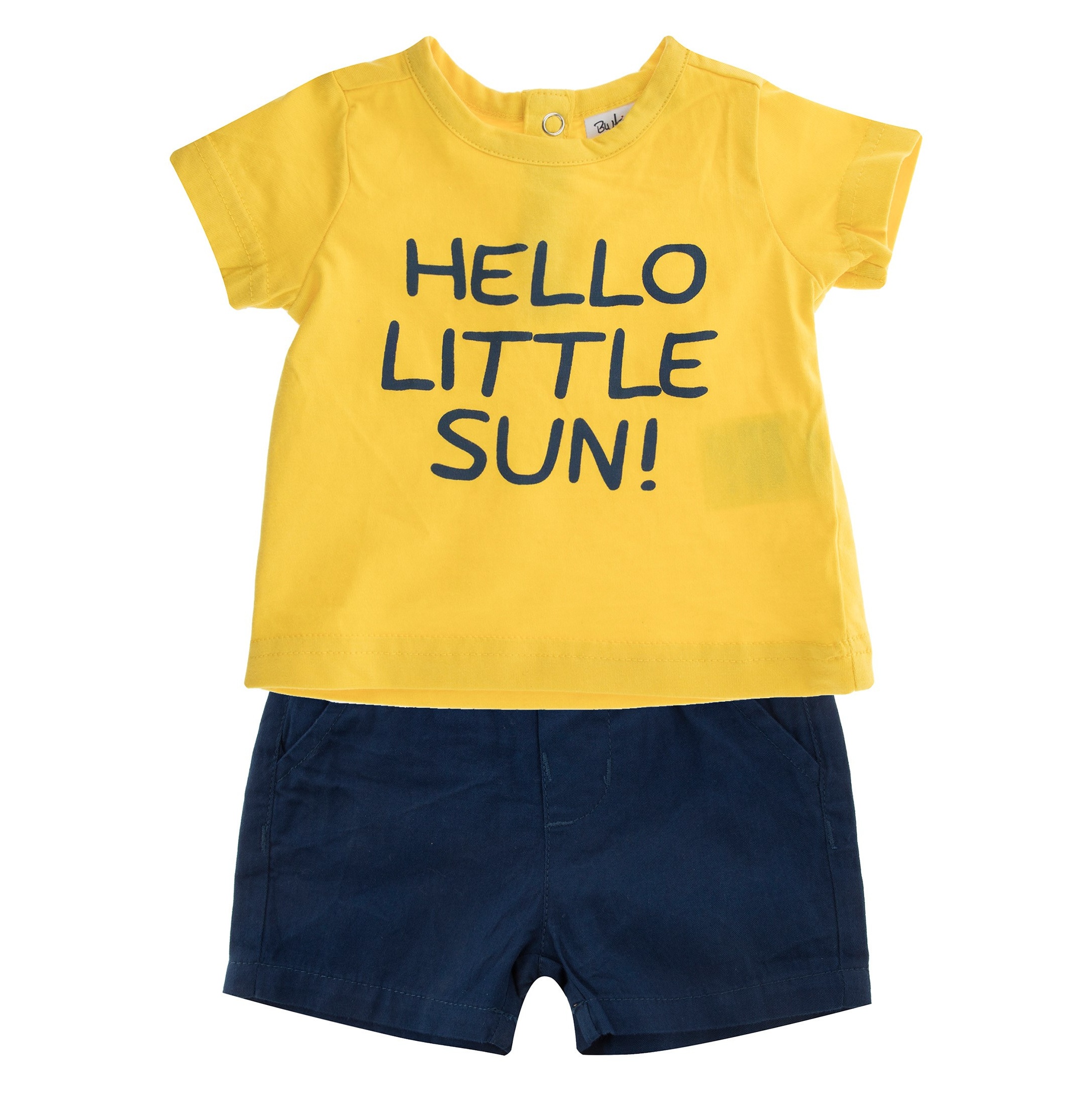 تی شرت و شلوارک نخی نوزادی پسرانه - بلوکیدز - زرد و سرمه اي - 1
