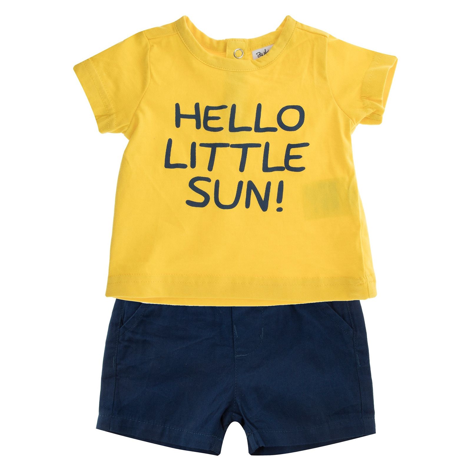 تی شرت و شلوارک نخی نوزادی پسرانه - بلوکیدز - زرد و سرمه اي - 2