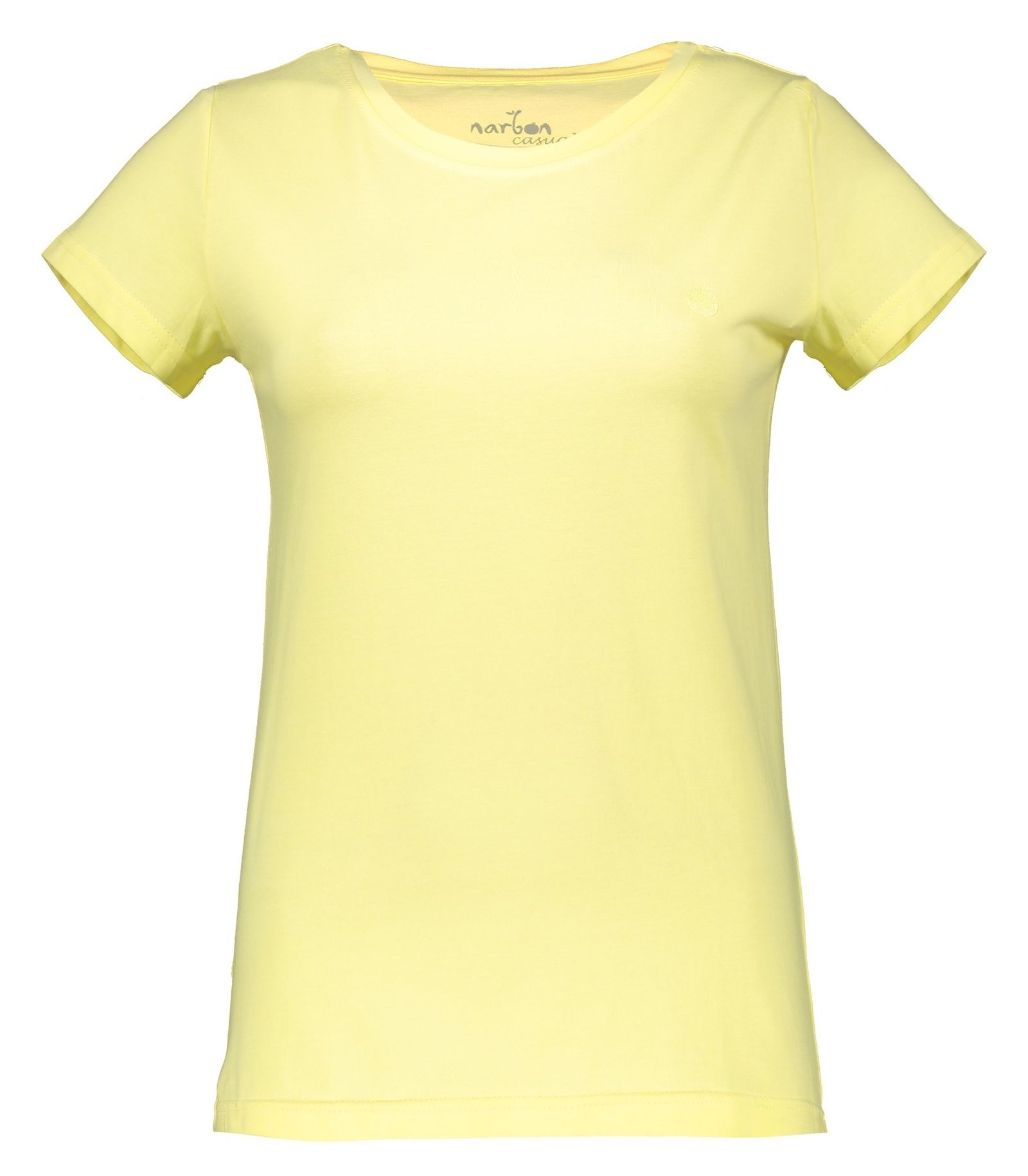 تی شرت نخی یقه گرد زنانه - ناربن - زرد - 1