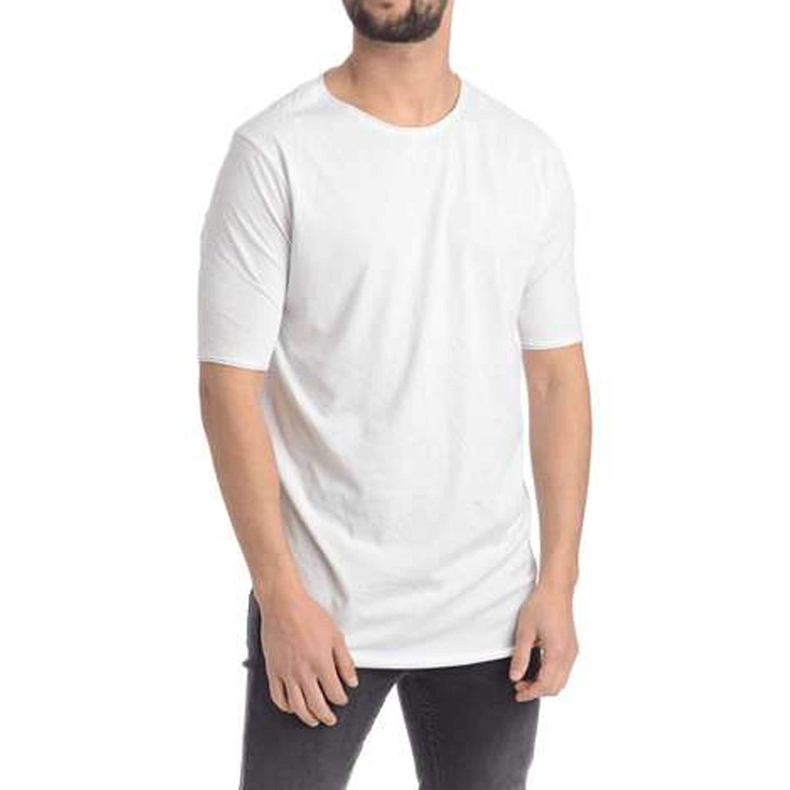 تی شرت نخی یقه گرد مردانه - امپریال - سفيد - 3