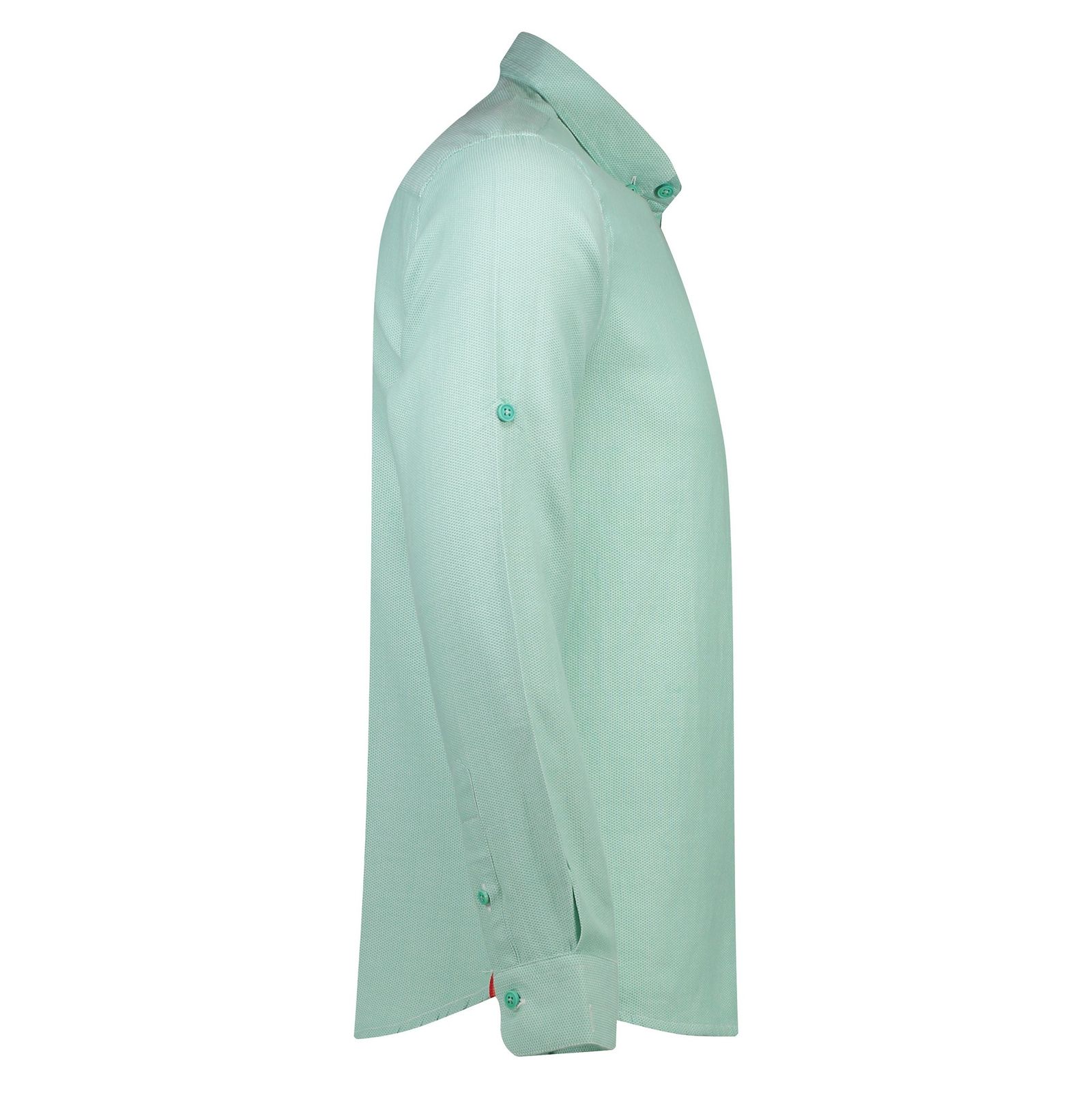 پیراهن نخی یقه برگردان مردانه - رونی - سبز روشن - 4