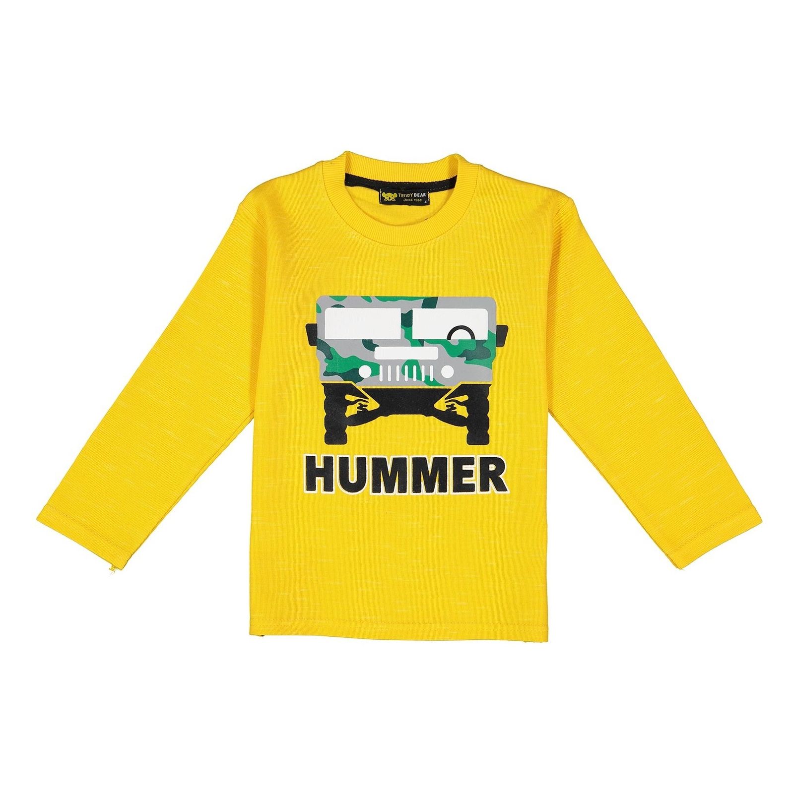 تی شرت نخی آستین بلند پسرانه Hummer - خرس کوچولو - زرد  - 1