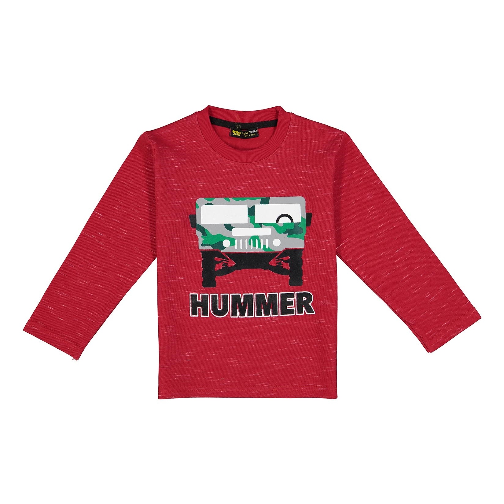 تی شرت نخی آستین بلند پسرانه Hummer - خرس کوچولو - قرمز  - 1