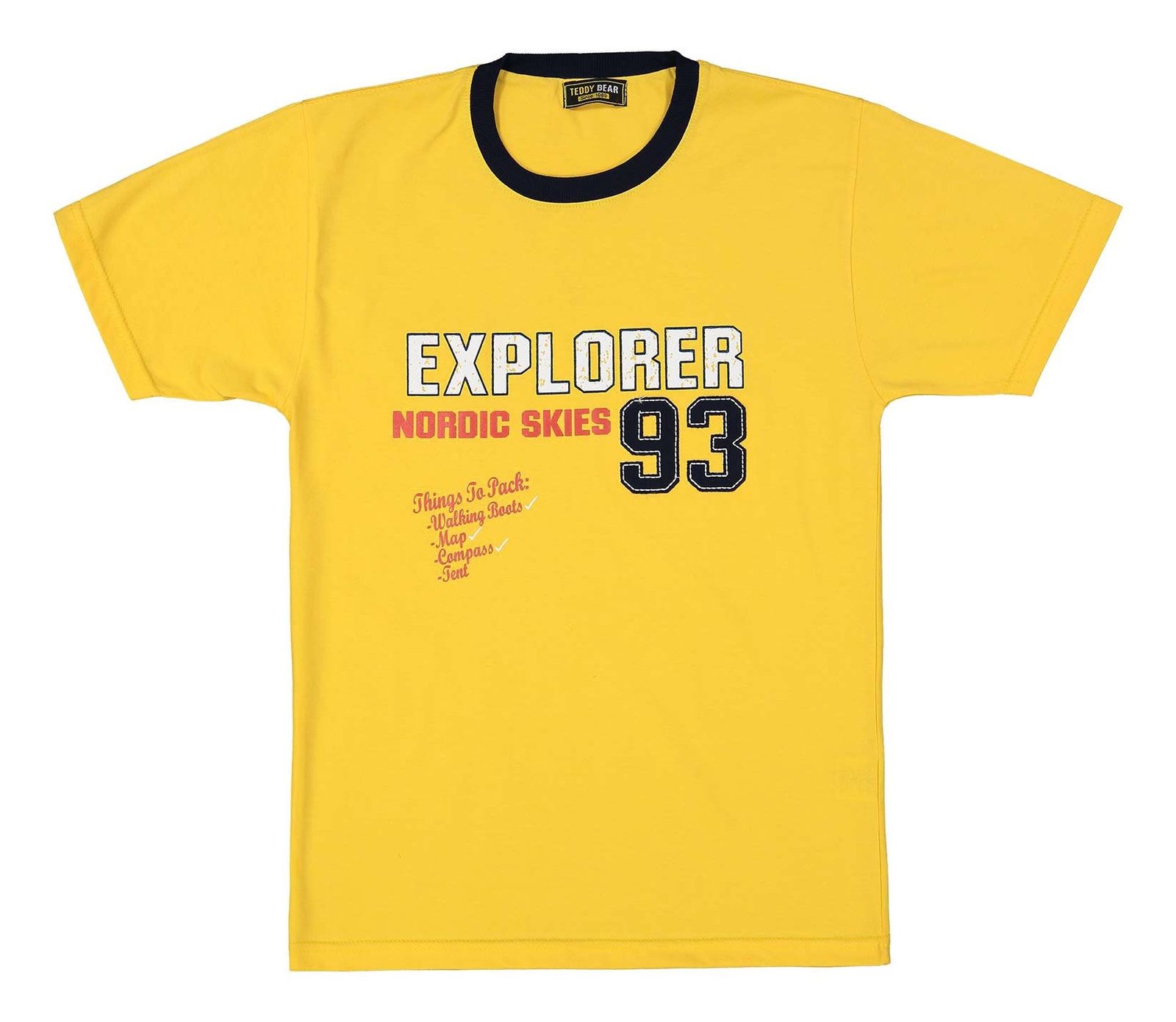 تی شرت نخی یقه گرد پسرانه 93 - خرس کوچولو - زرد - 1