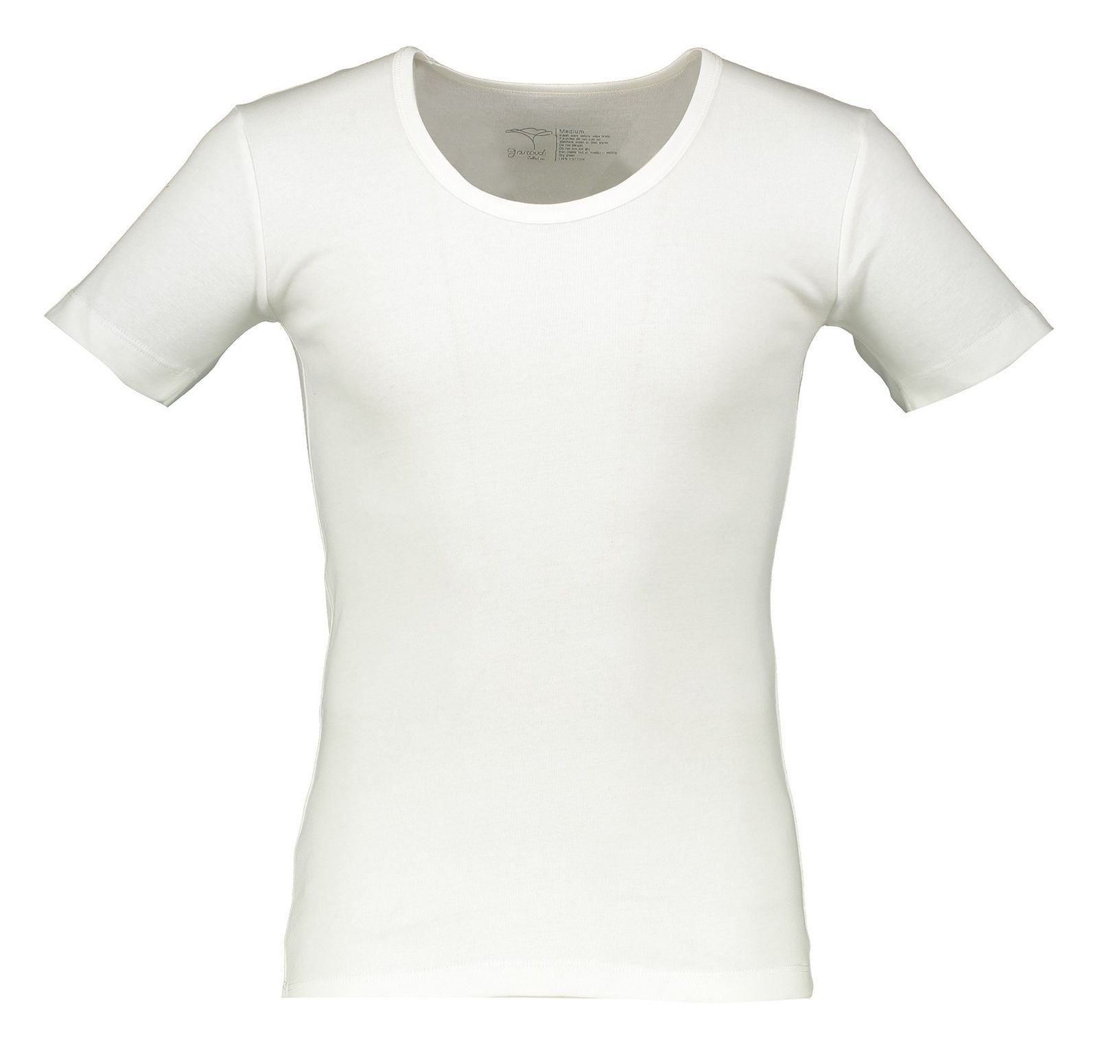 تی شرت نخی یقه گرد مردانه - گارودی - سفيد - 1