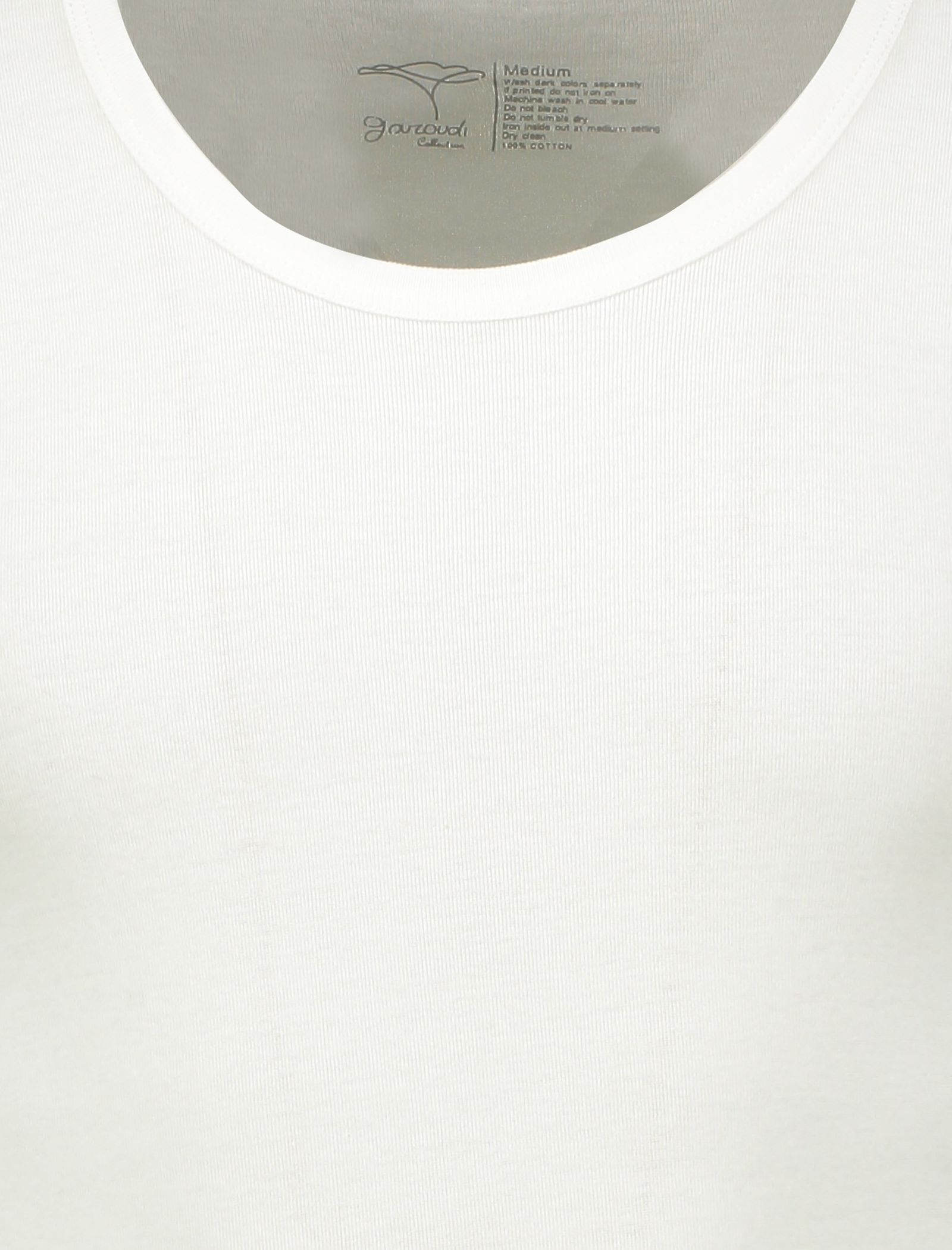 تی شرت نخی یقه گرد مردانه - گارودی - سفيد - 5