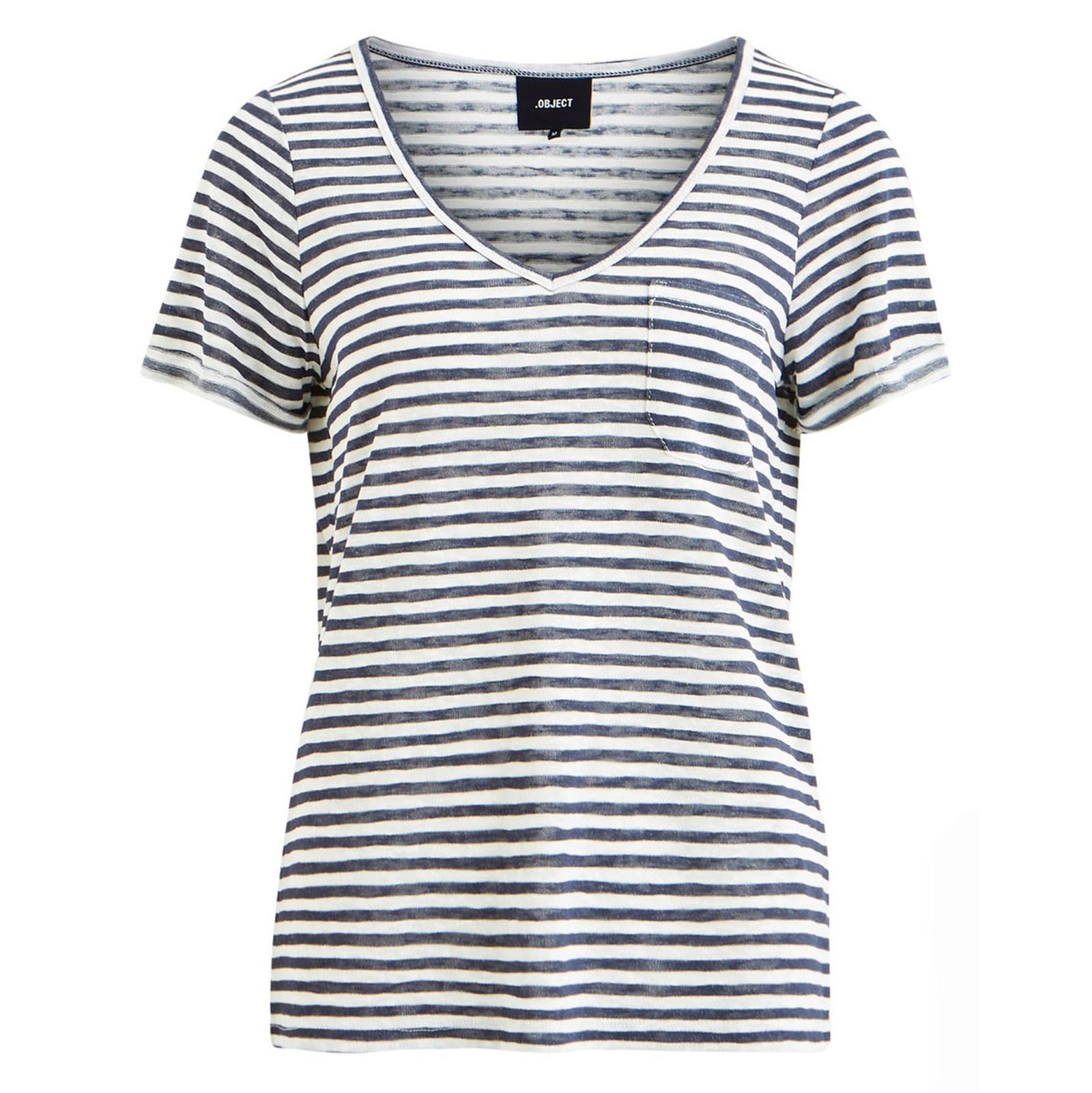 تی شرت یقه هفت زنانه - آبجکت - آبي و سفيد - 2