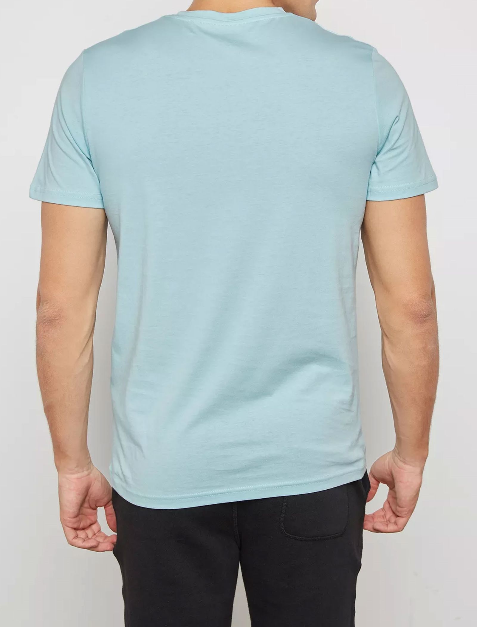 تی شرت نخی یقه گرد مردانه - جک اند جونز - سبز آبي روشن - 3