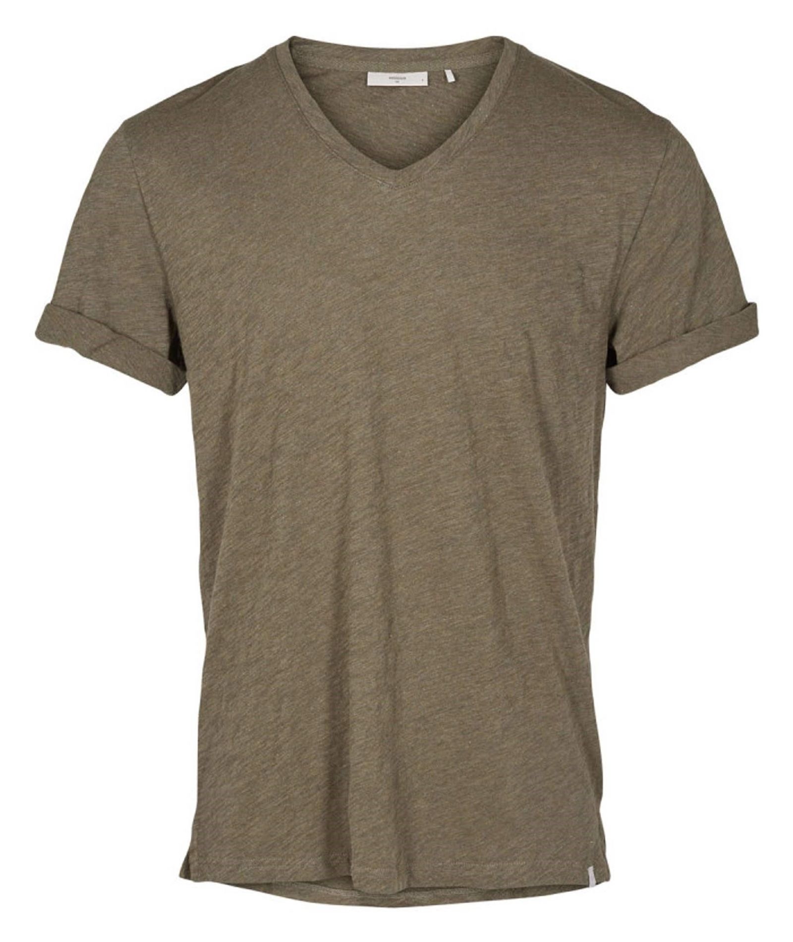 تی شرت نخی یقه هفت مردانه Earlham - مینیموم - خاکي - 2