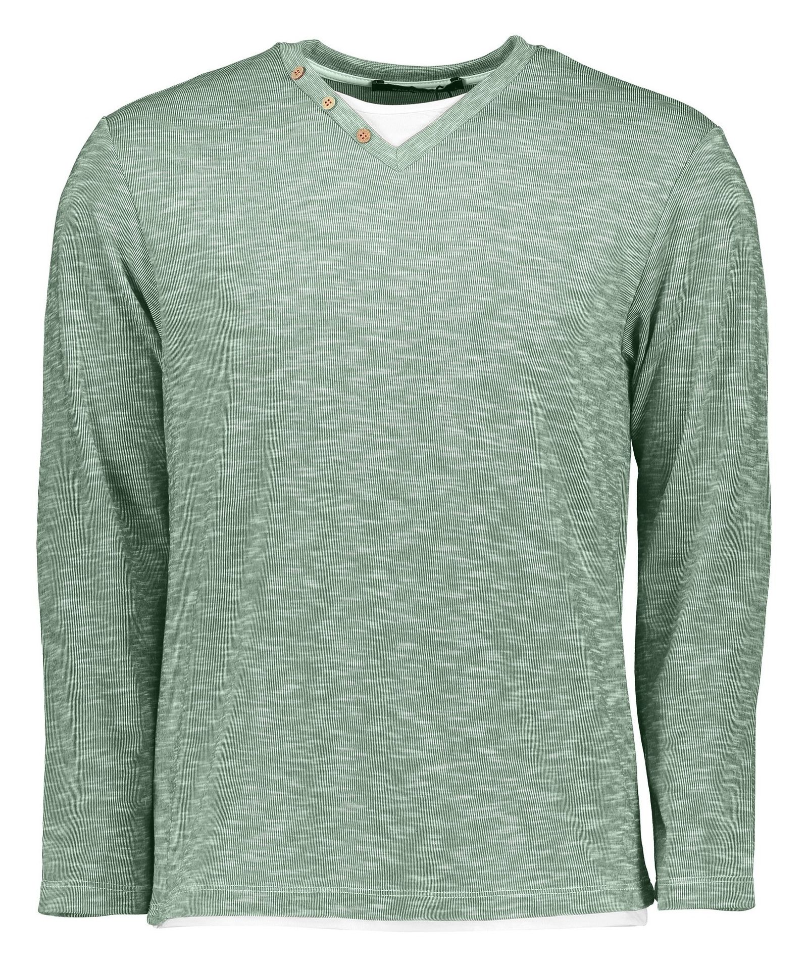 تی شرت نخی یقه هفت مردانه - رامکات - سبز - 1