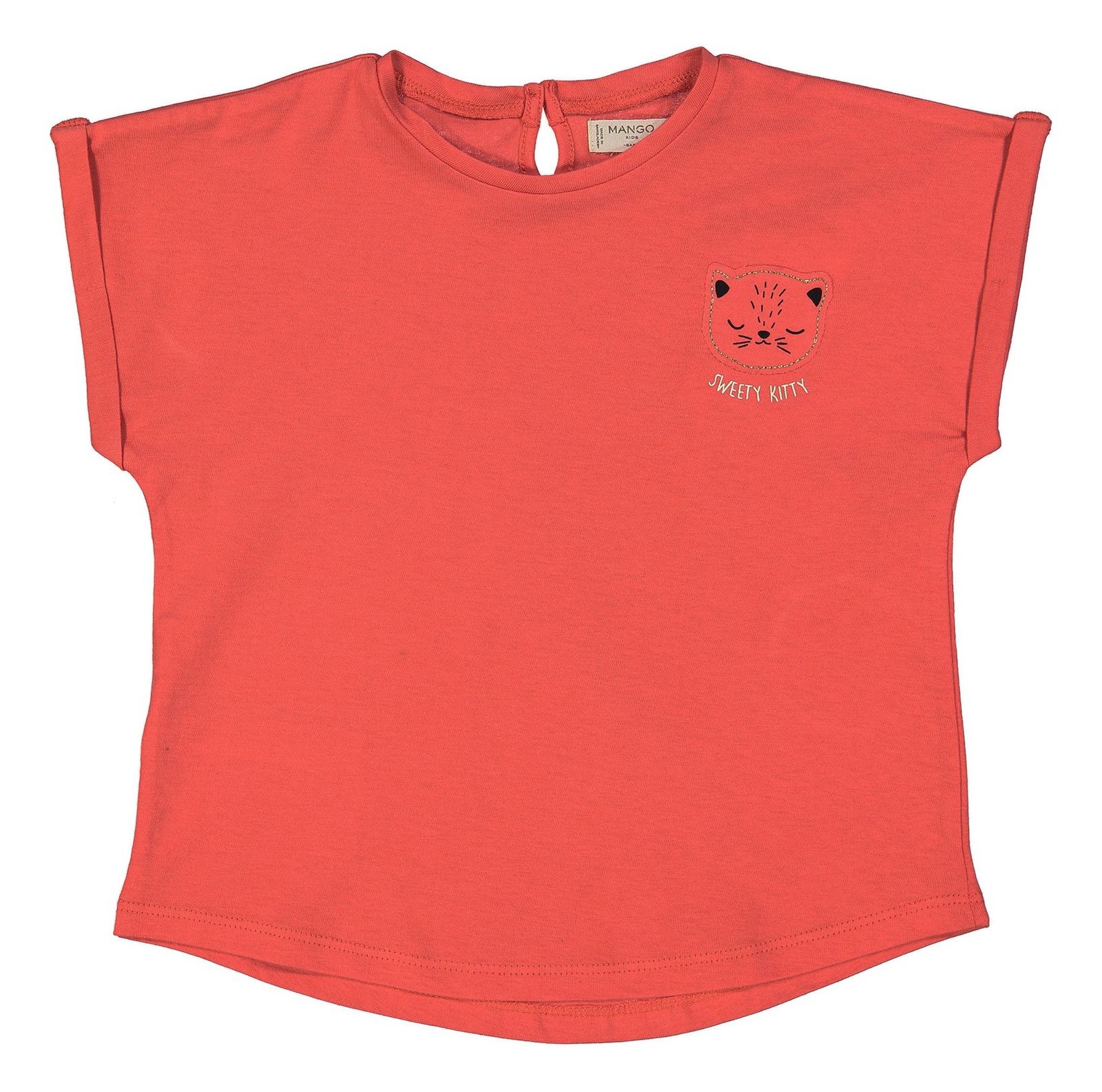تی شرت نخی یقه گرد دخترانه - مانگو - صورتي پر رنگ - 2
