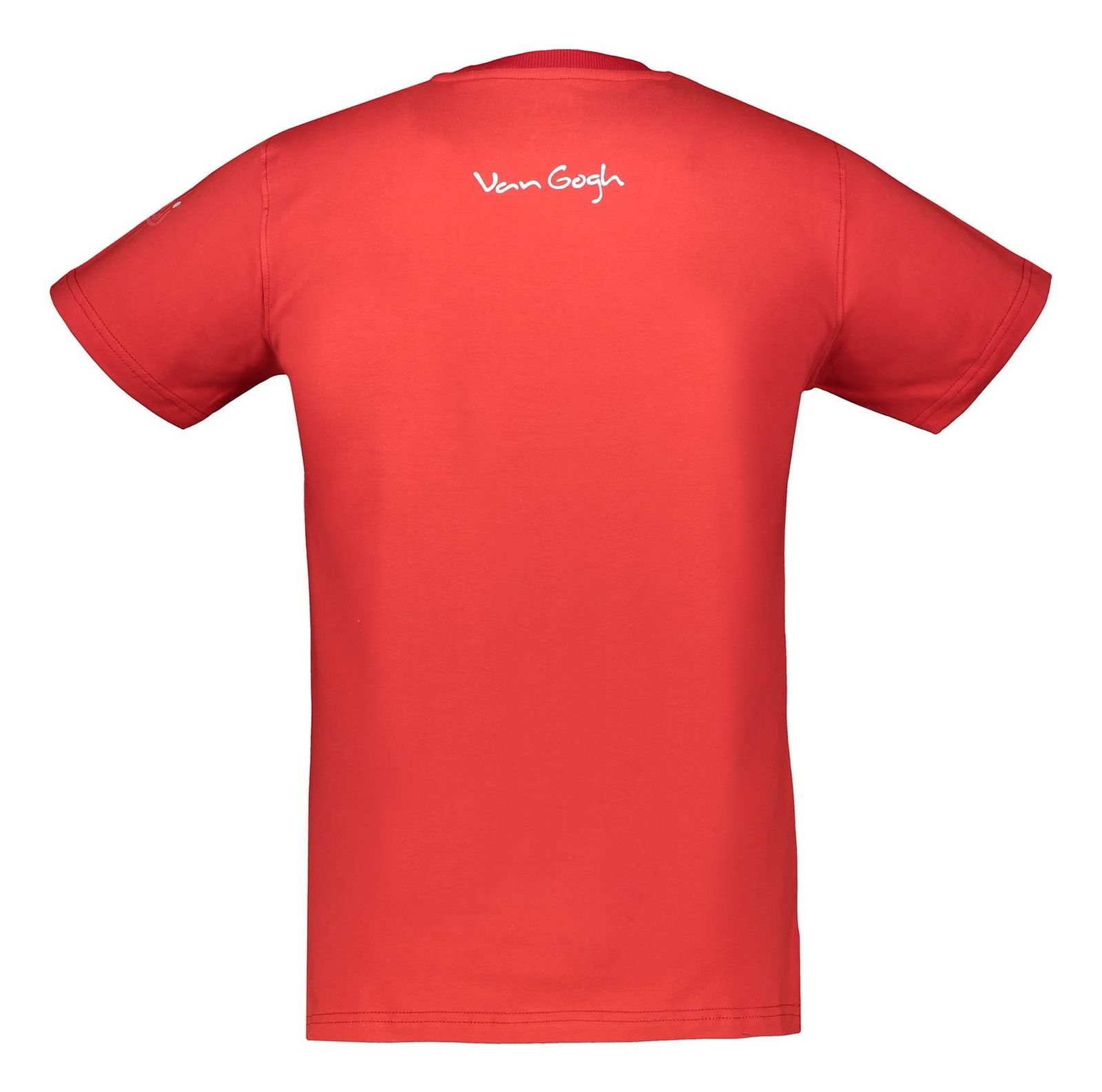 تی شرت نخی یقه گرد مردانه - نامدارز - قرمز  - 3