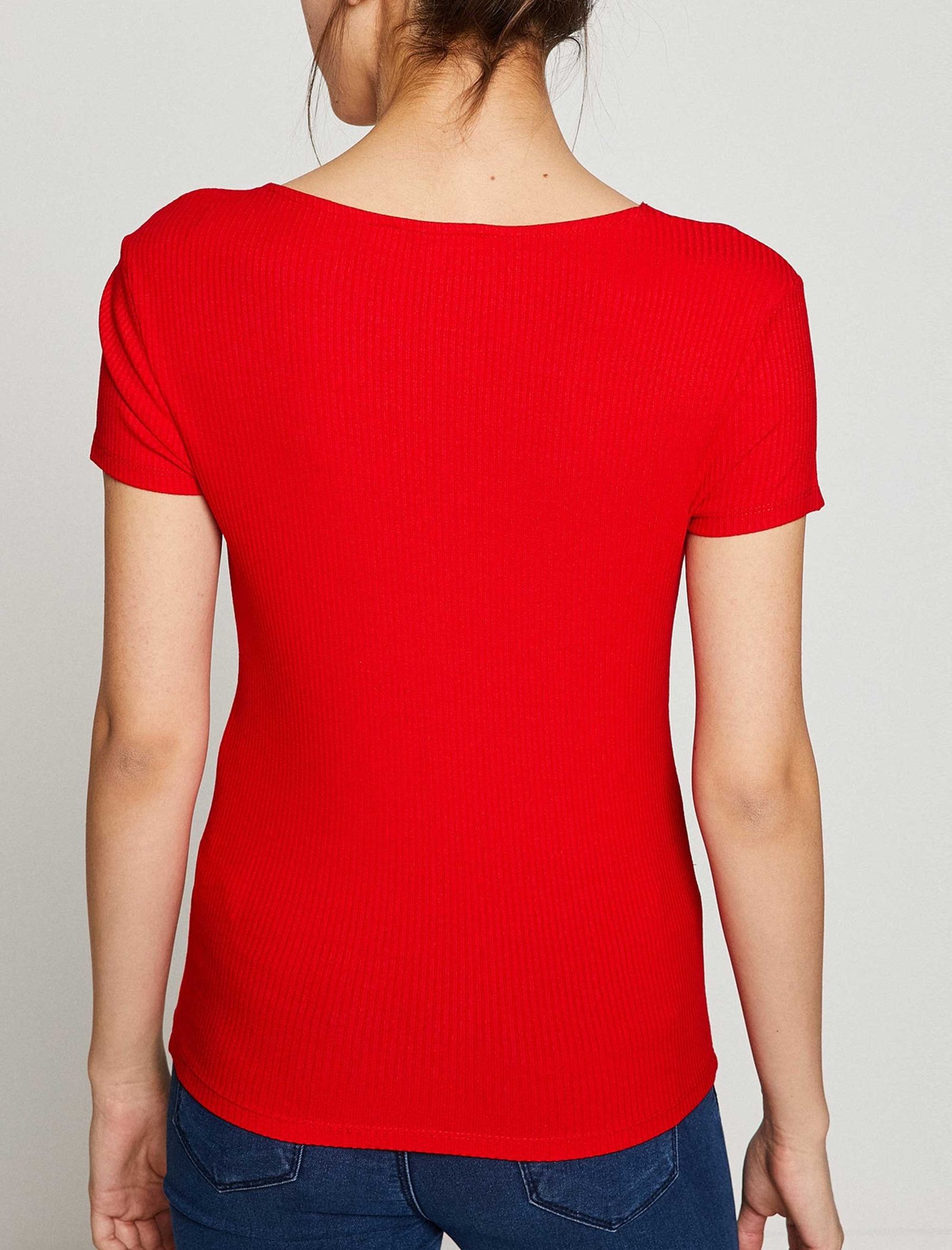 تی شرت ویسکوز یقه هفت زنانه - کوتون - قرمز - 3