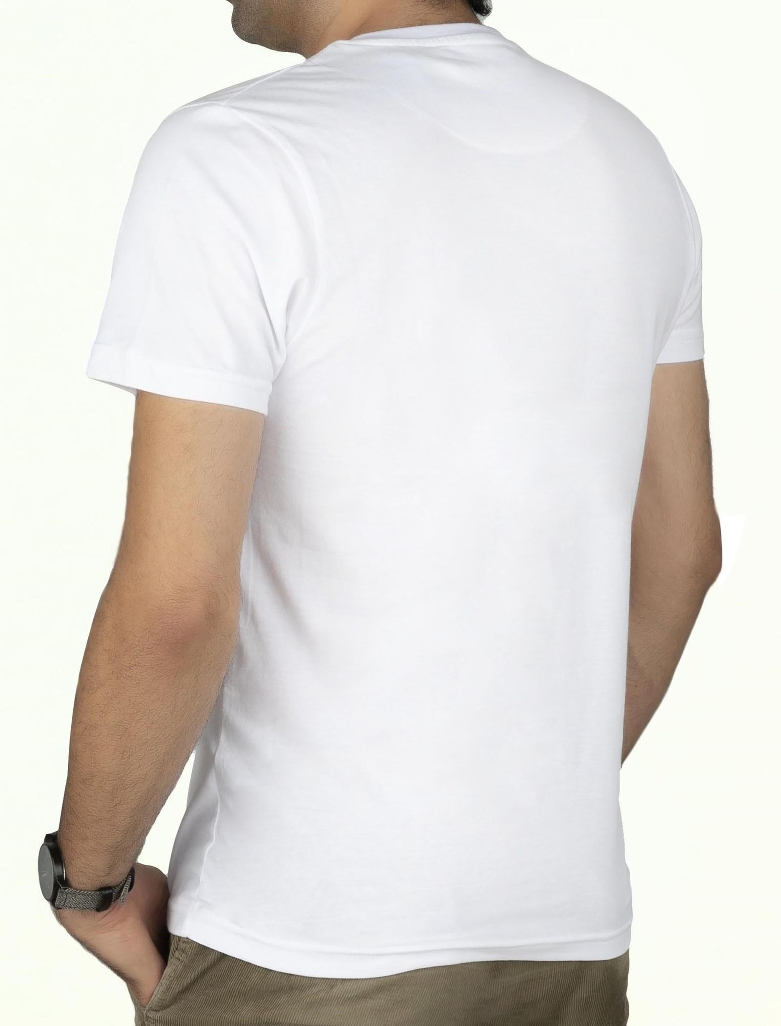 تی شرت نخی یقه گرد مردانه - زی سا  - سفيد - 3