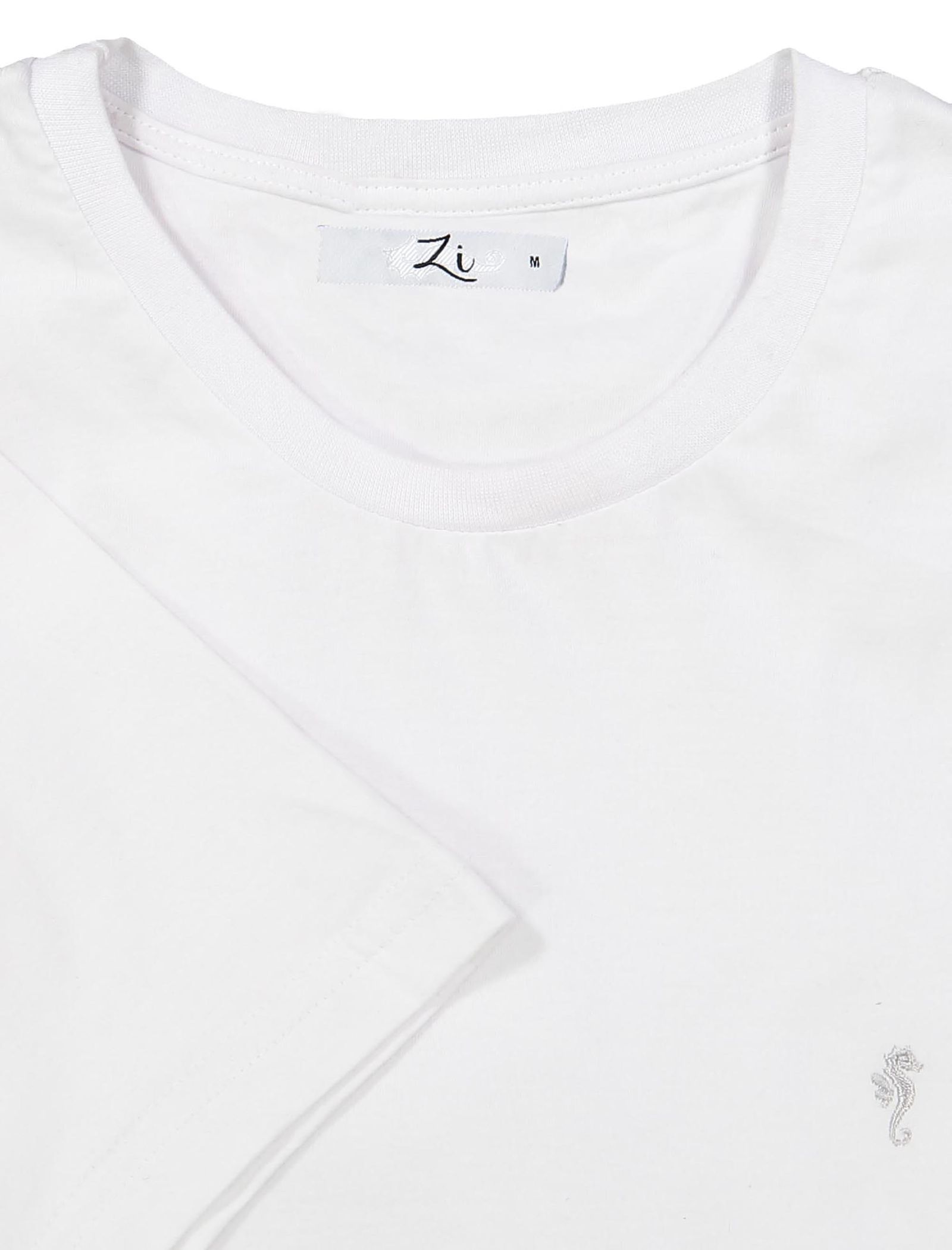 تی شرت نخی یقه گرد مردانه - زی سا  - سفيد - 8