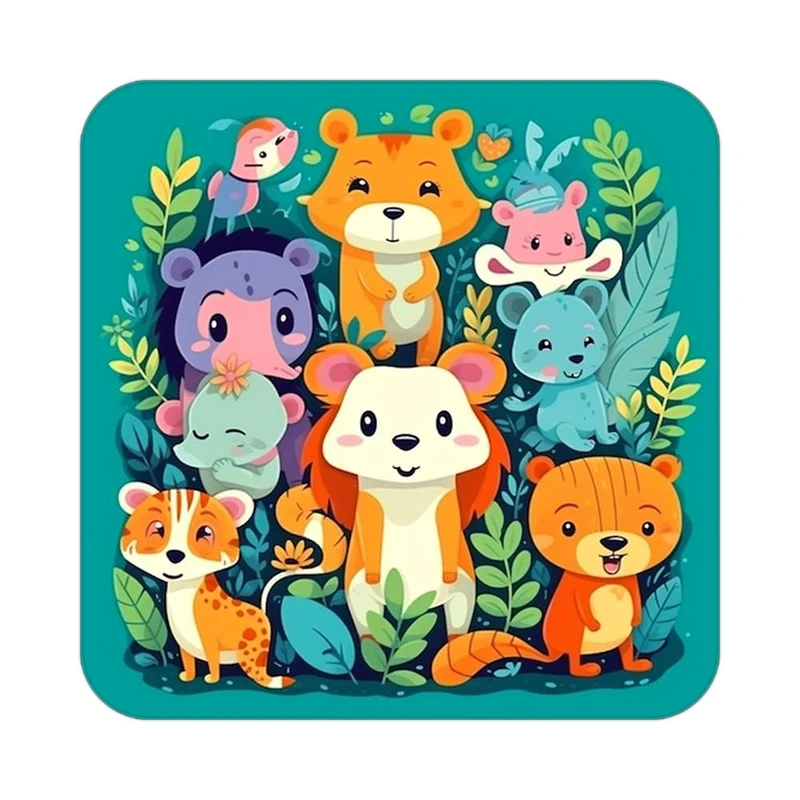 زیر لیوانی کاکتی طرح حیوانات رنگی مدل mp26309