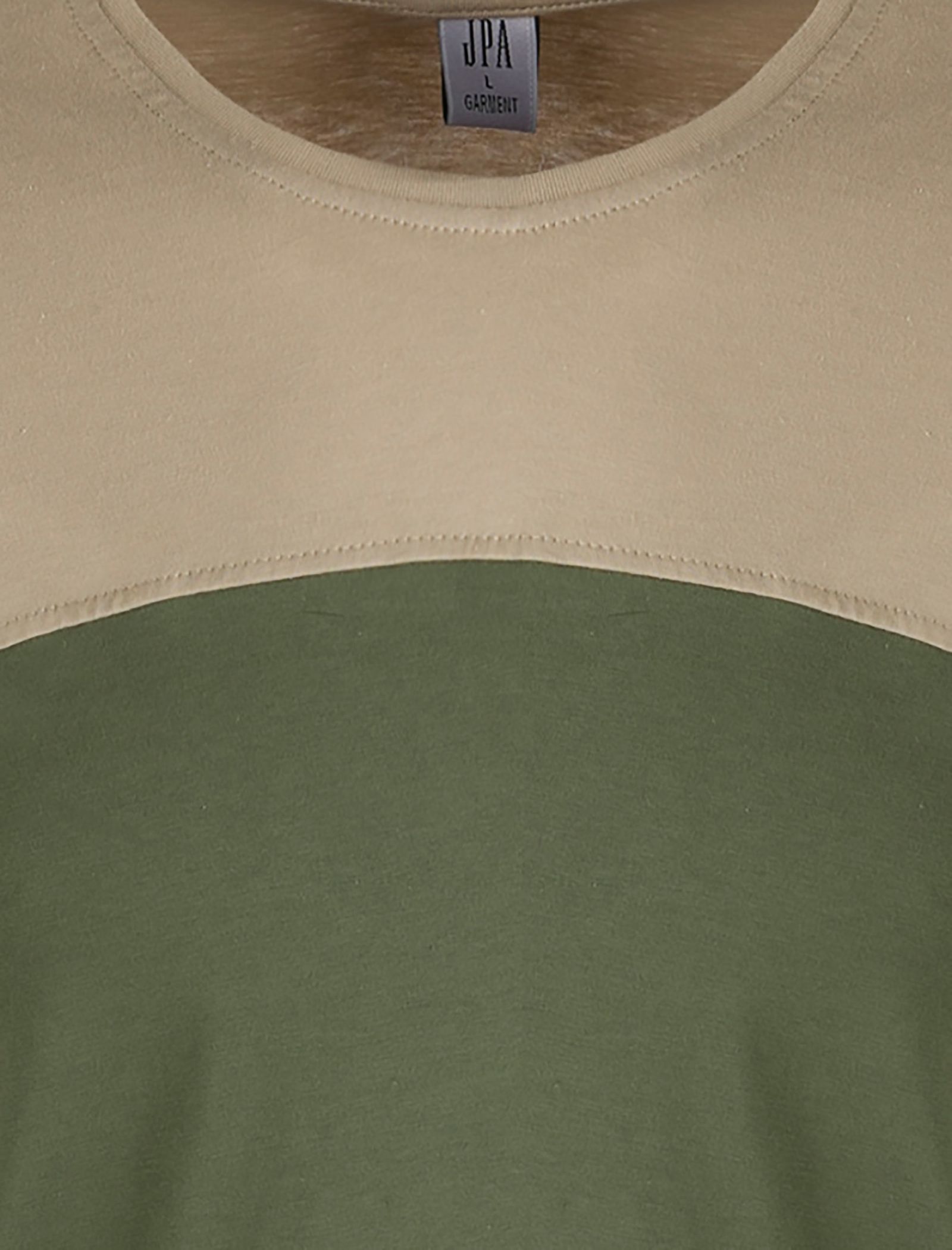 تی شرت نخی آستین بلند مردانه - جامه پوش آرا - کرم و سبز - 5