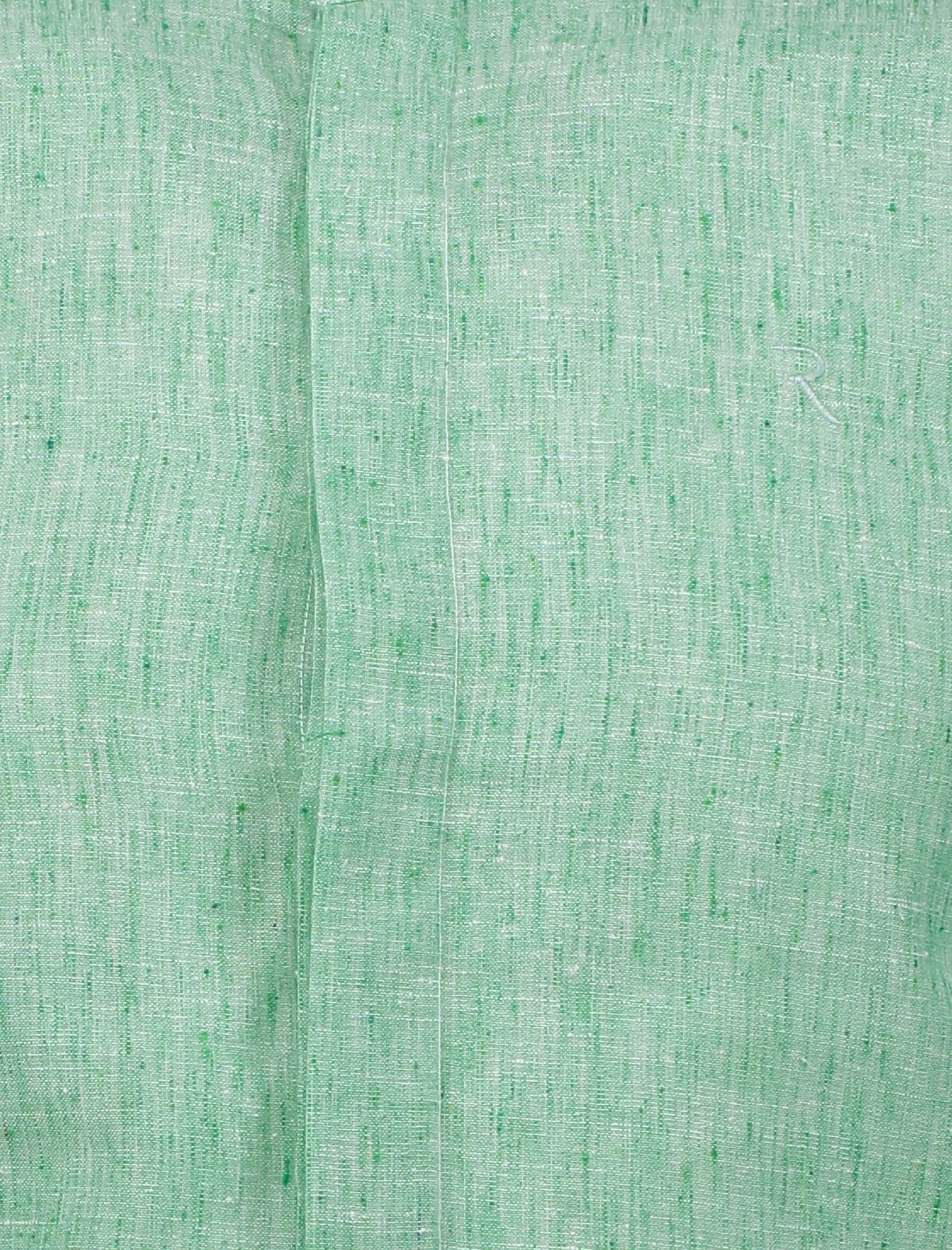 پیراهن نخی یقه ایستاده مردانه - رونی - سبز روشن - 6