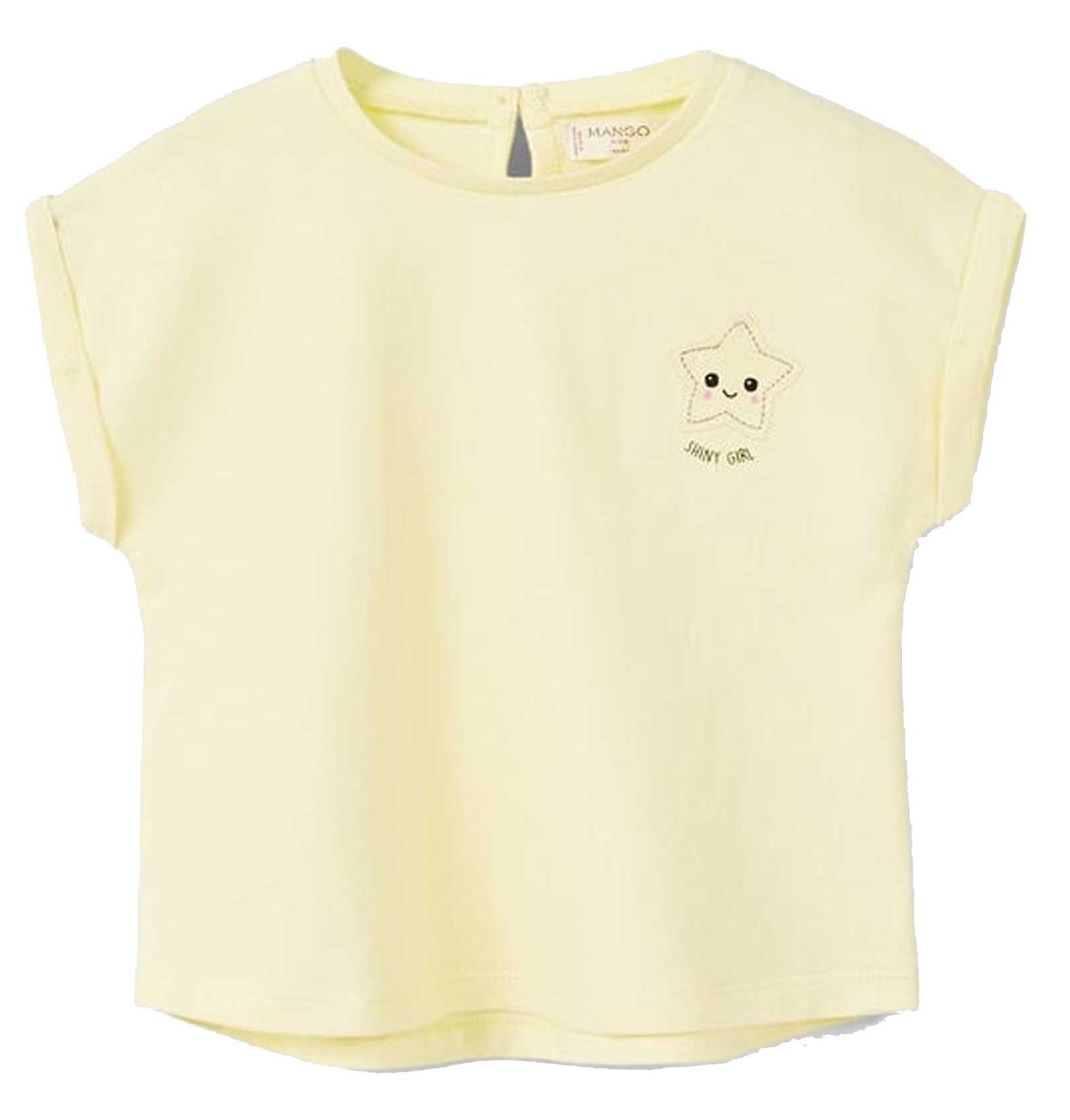 تی شرت نخی یقه گرد دخترانه - مانگو - زرد - 2