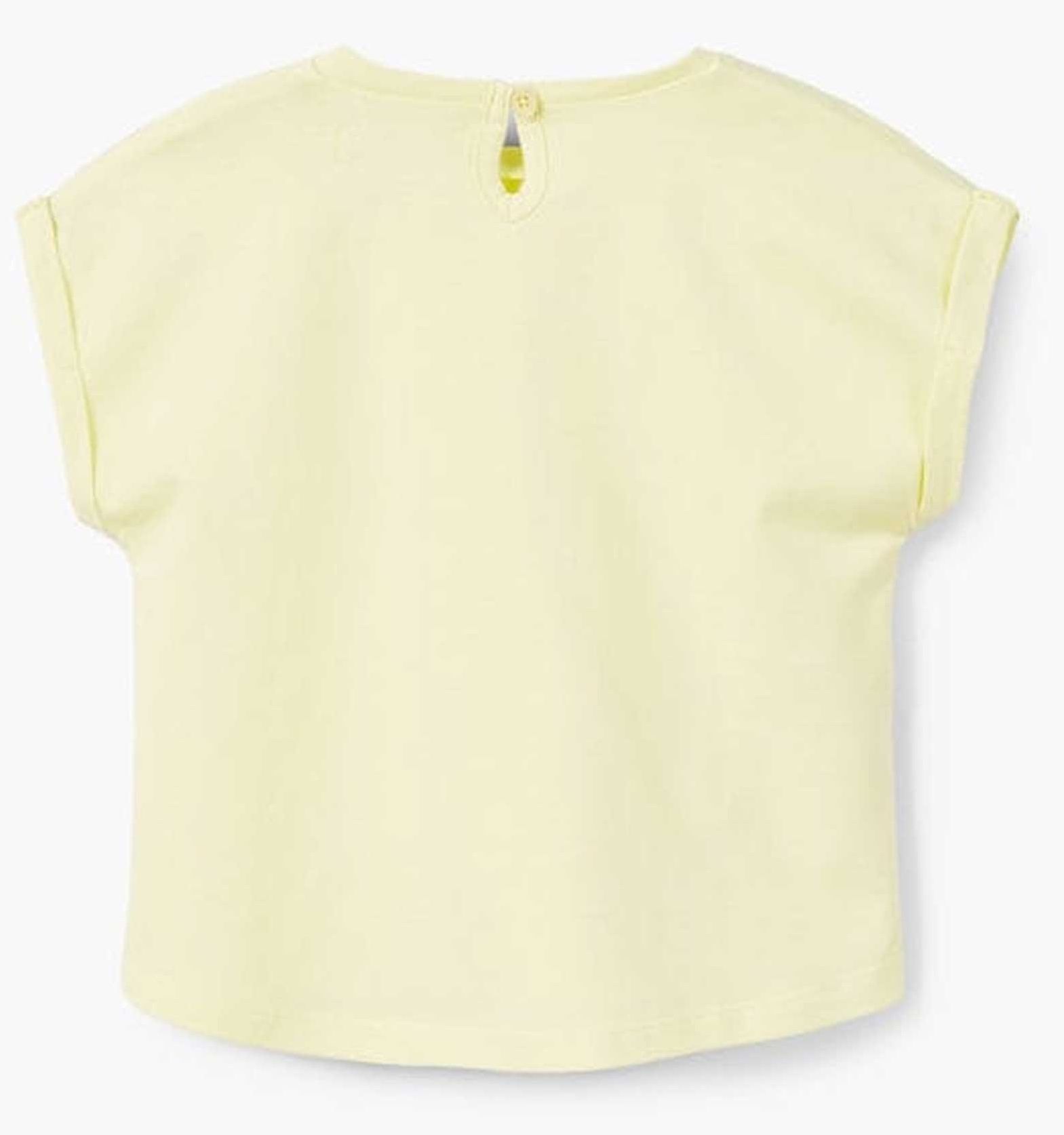 تی شرت نخی یقه گرد دخترانه - مانگو - زرد - 3