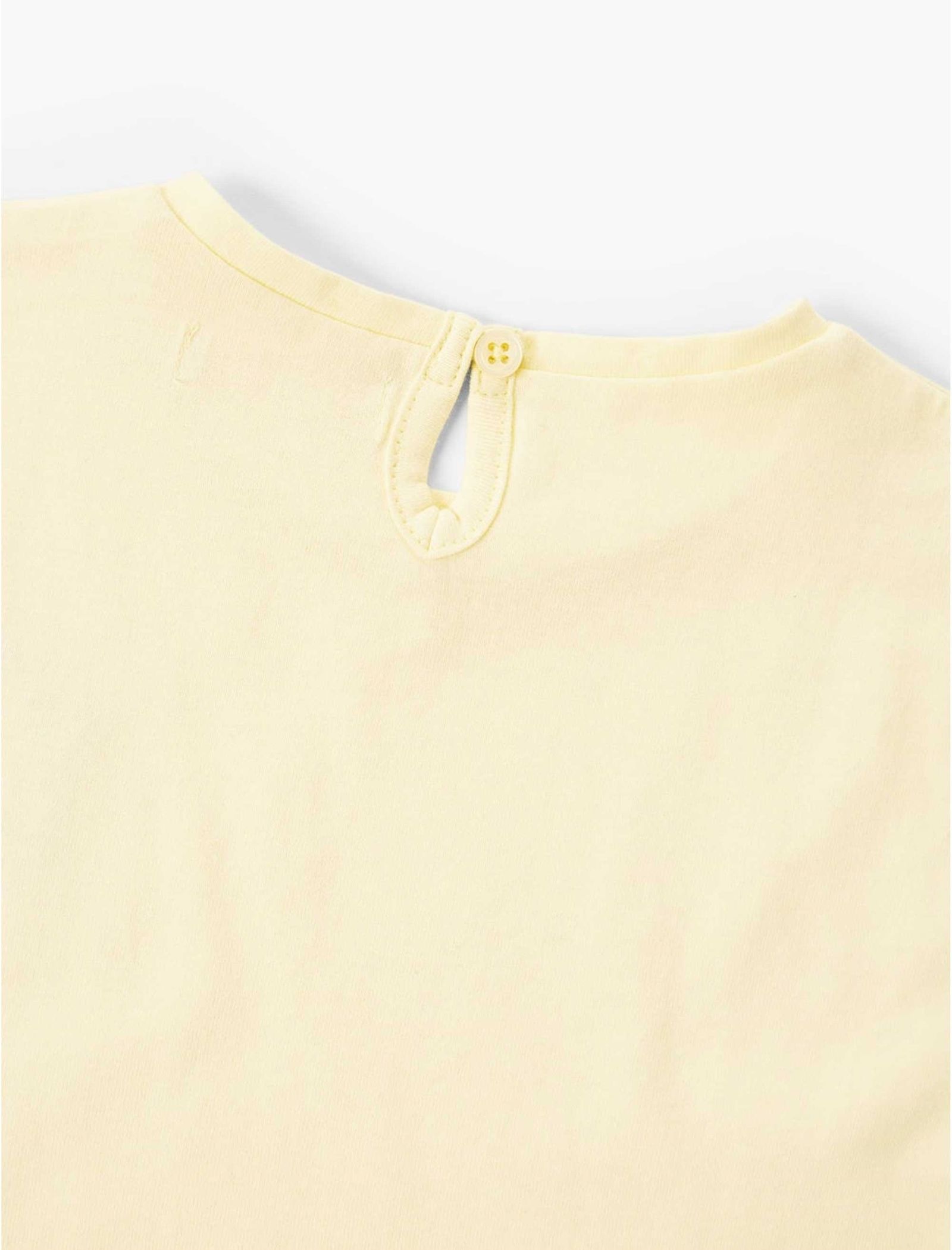 تی شرت نخی یقه گرد دخترانه - مانگو - زرد - 5