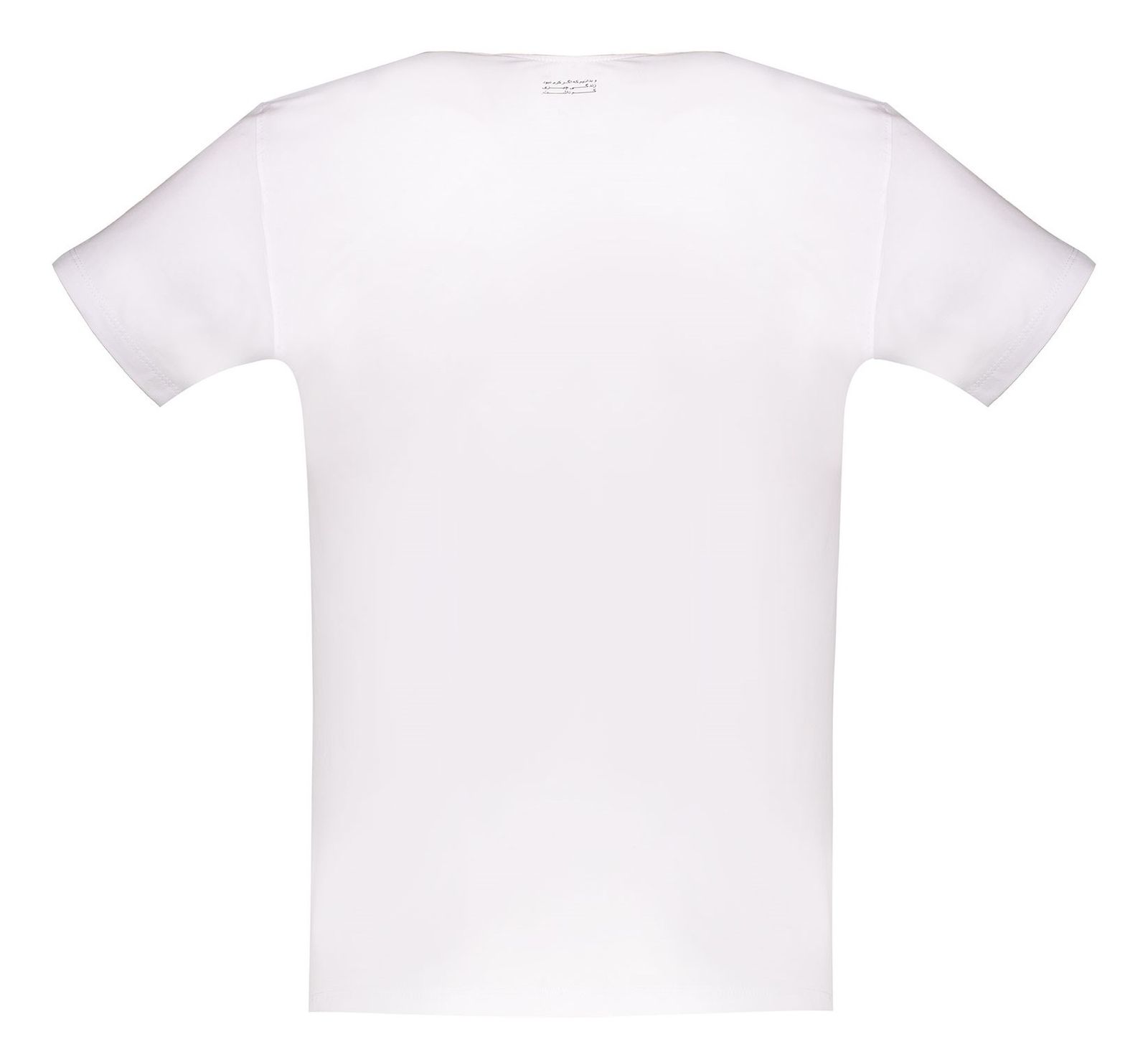 تی شرت نخی یقه گرد مردانه- نامدارز - سفید - 3
