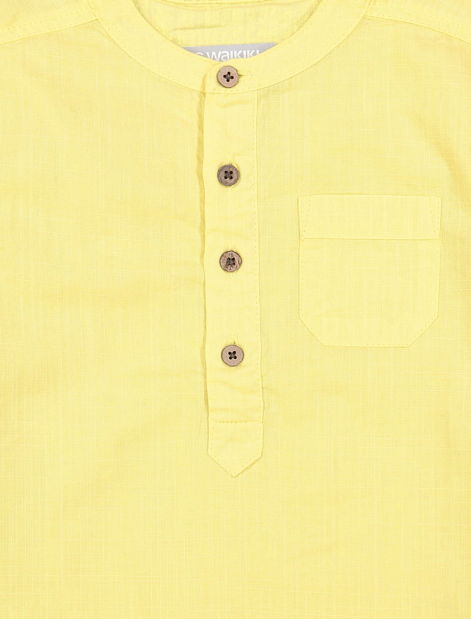 پیراهن نخی یقه گرد پسرانه - ال سی وایکیکی - زرد - 4