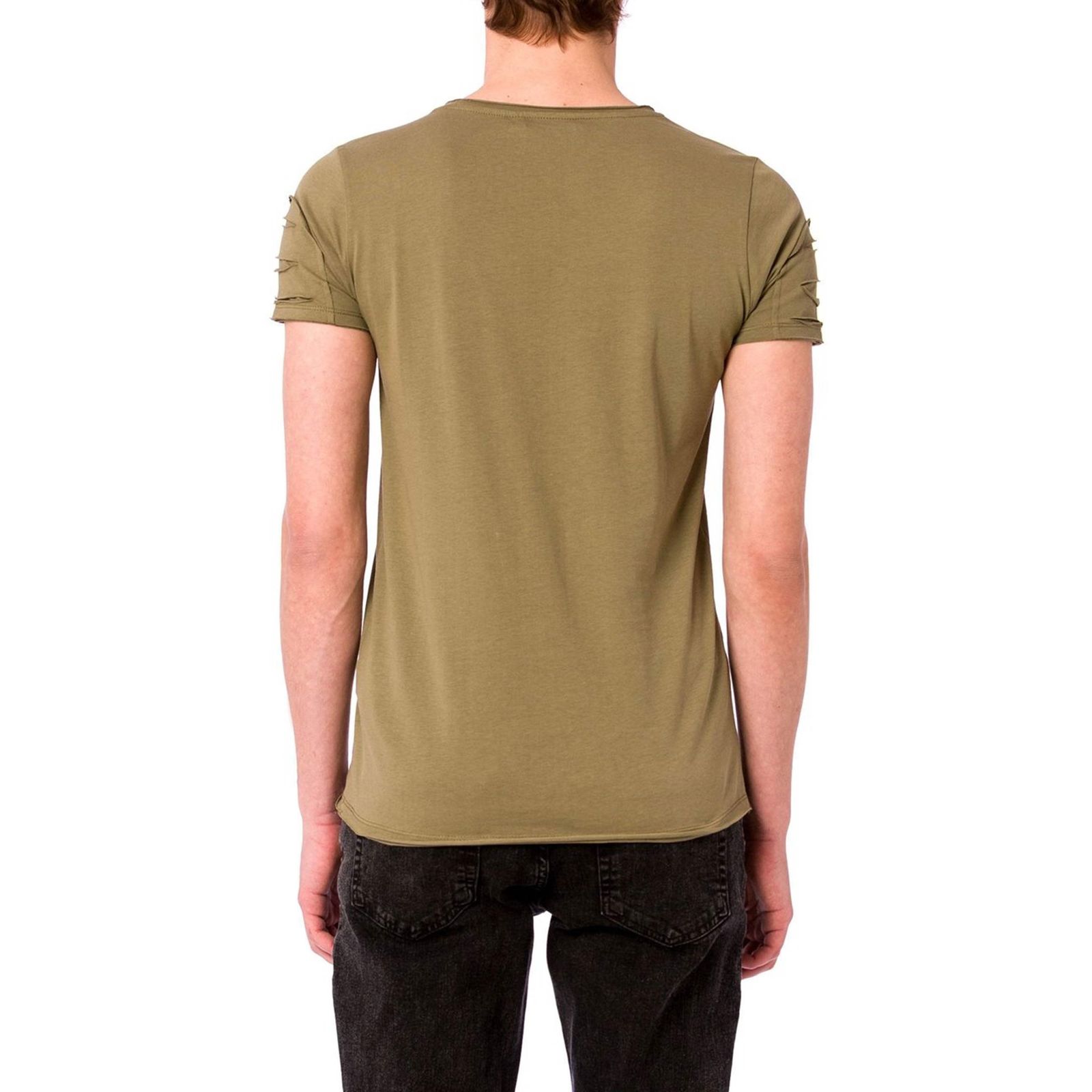 تی شرت نخی یقه گرد مردانه - ال سی وایکیکی - خاکي - 3