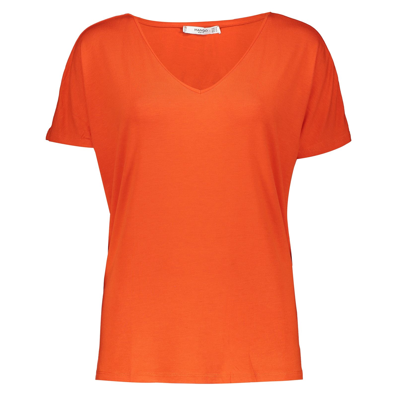تی شرت ویسکوز یقه هفت زنانه - مانگو - نارنجی - 1
