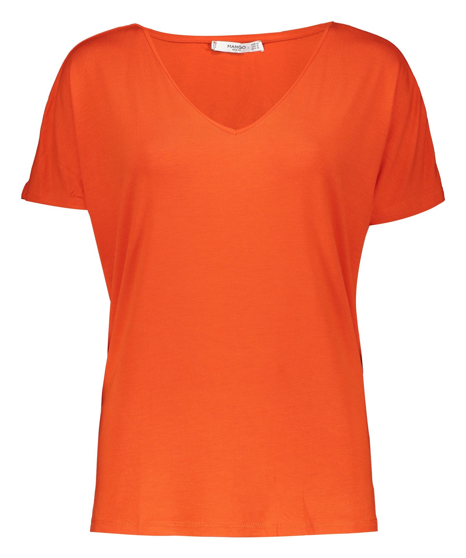 تی شرت ویسکوز یقه هفت زنانه - مانگو - نارنجی - 2