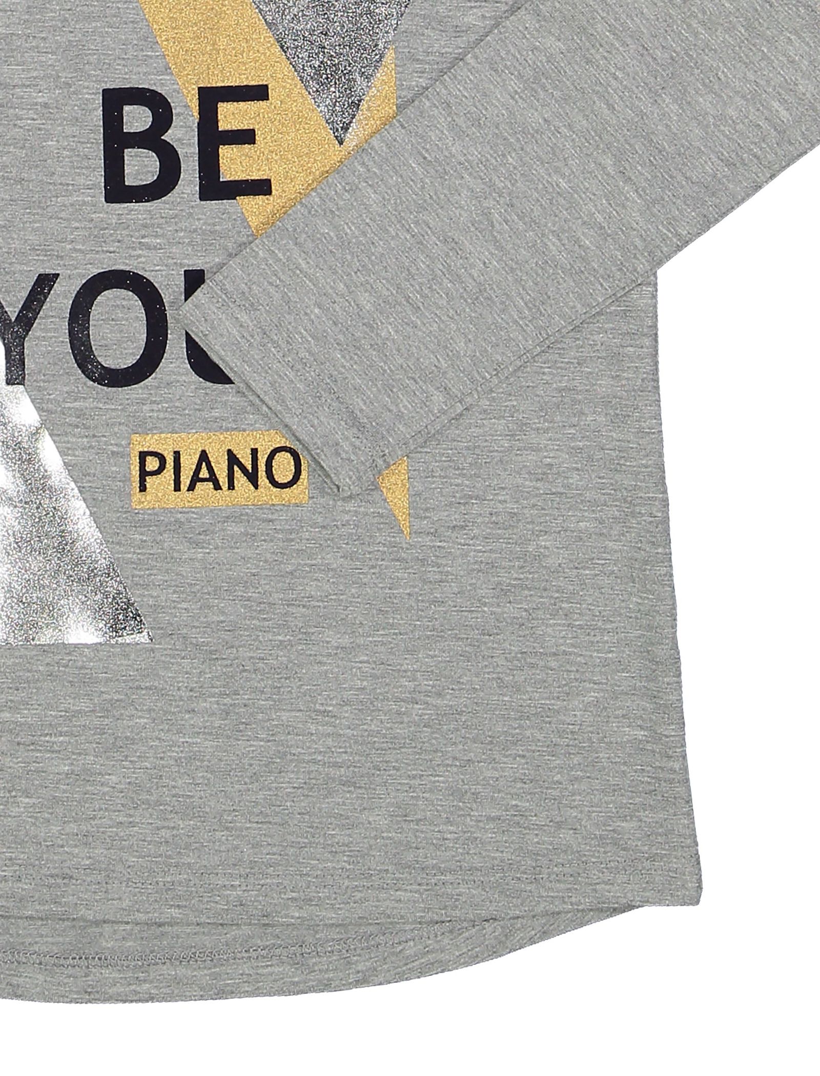 تی شرت و شلوار نخی دخترانه - پیانو - طوسي - 5