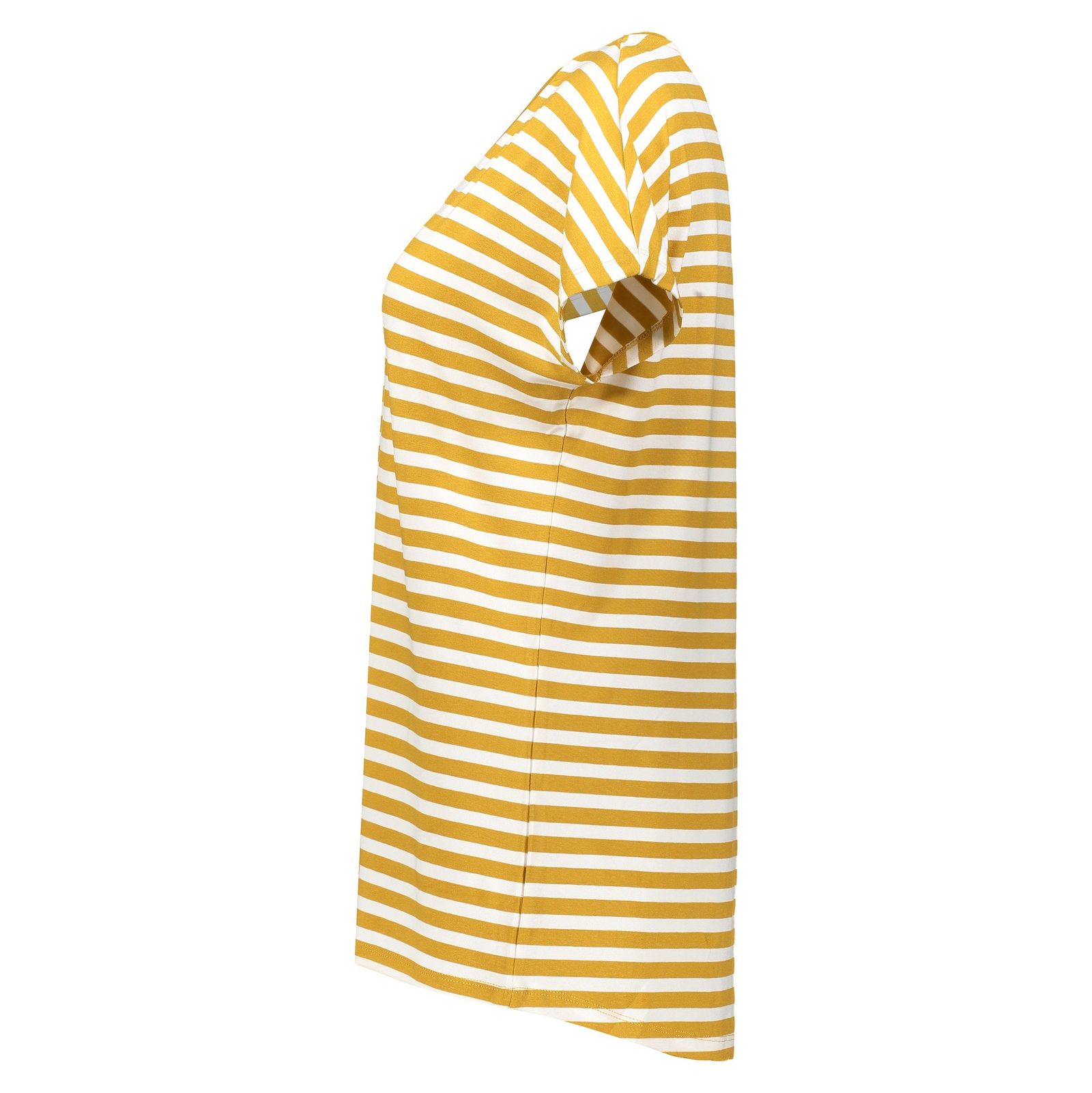 تی شرت ویسکوز یقه هفت زنانه - ال سی وایکیکی - زرد و سفيد - 4