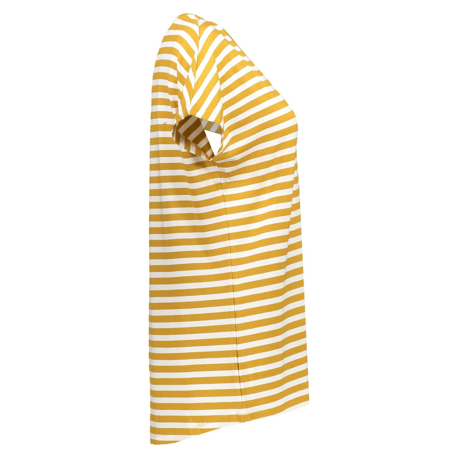 تی شرت ویسکوز یقه هفت زنانه - ال سی وایکیکی - زرد و سفيد - 5