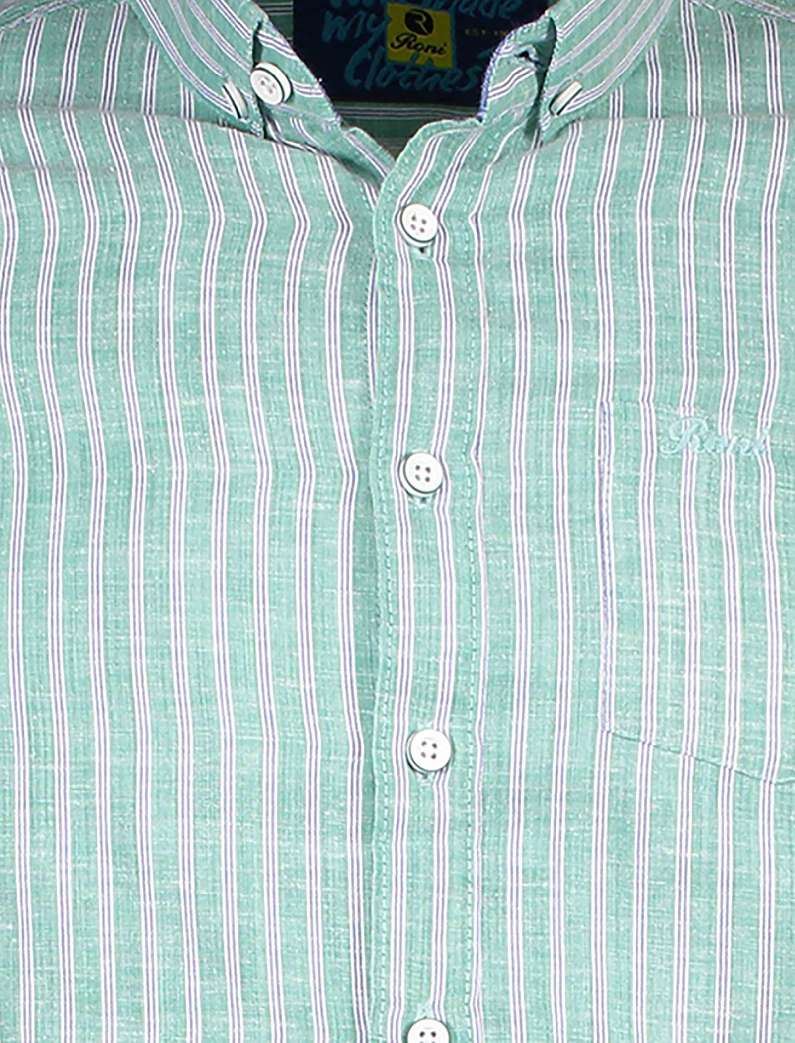 پیراهن نخی آستین بلند مردانه - رونی - سبز - 6